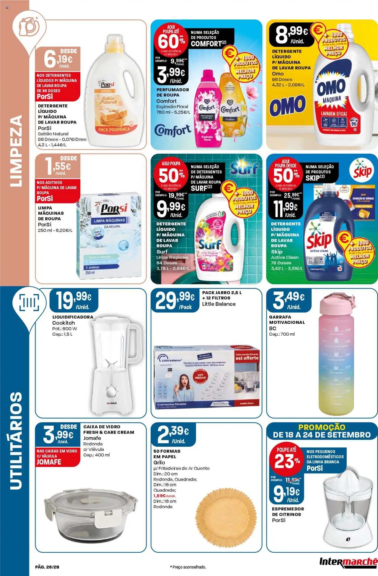 Intermarché folheto │ válido de 18.09.2025 | Página: 26 | Produtos: Máquina de lavar, Espremedor, Sabão, Detergente