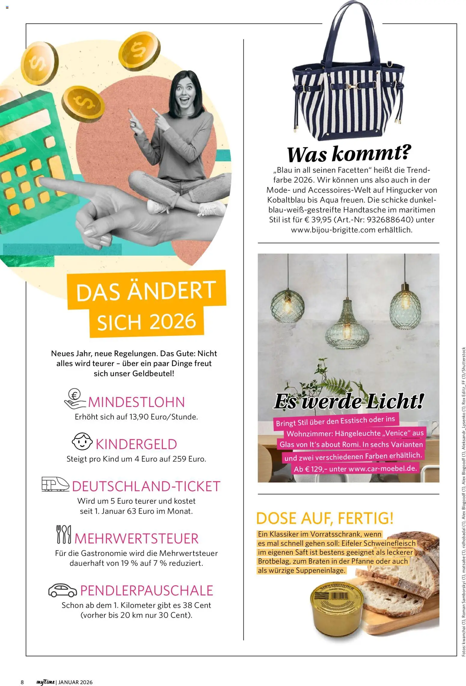 Combi  myTime Januar 2026 – gültig ab 01.01.2026 | Seite: 8 | Produkte: Esstisch, Saft, Schweinefleisch, Handtasche