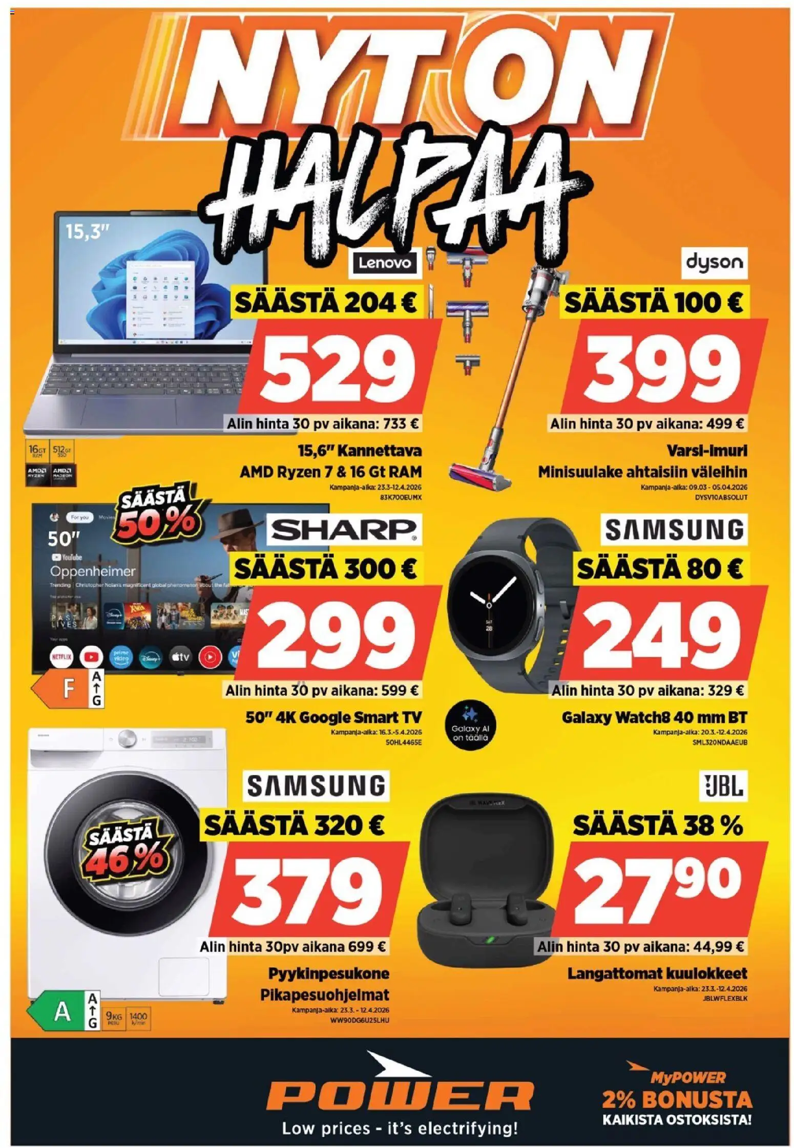 Power tarjoukset – voimassa 23.03.2026 alkaen | Sivu: 1 | Tuotteet: TV, Langattomat kuulokkeet, Video, Kuulokkeet