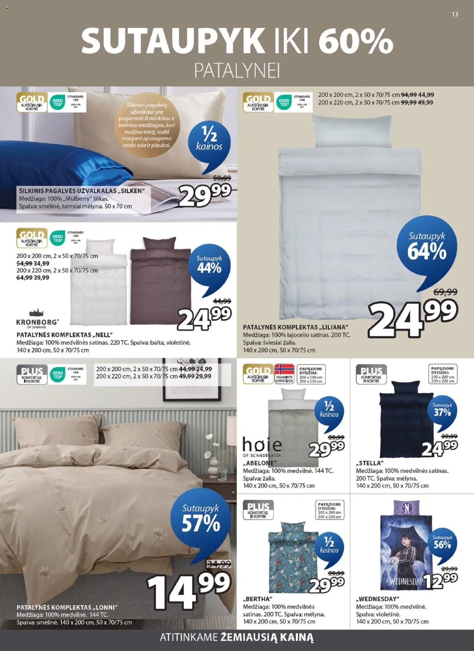 JYSK akcijos nuo 17.03.2026 | Puslapis: 13 | Prekių: Patalynės komplektas, Užvalkalas