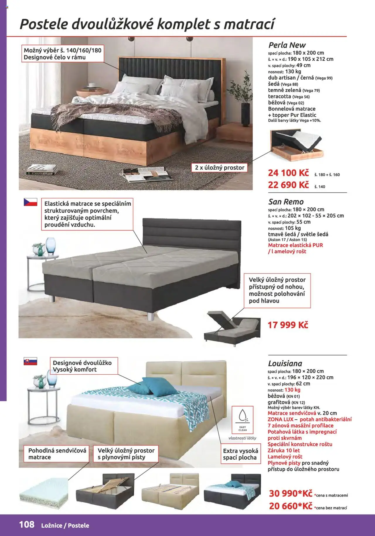 ORFA nábytek katalog 2024-2025 od 15.08.2024 | Strana: 108 | Produkty: Postele, Matrace, Perla, Barvy