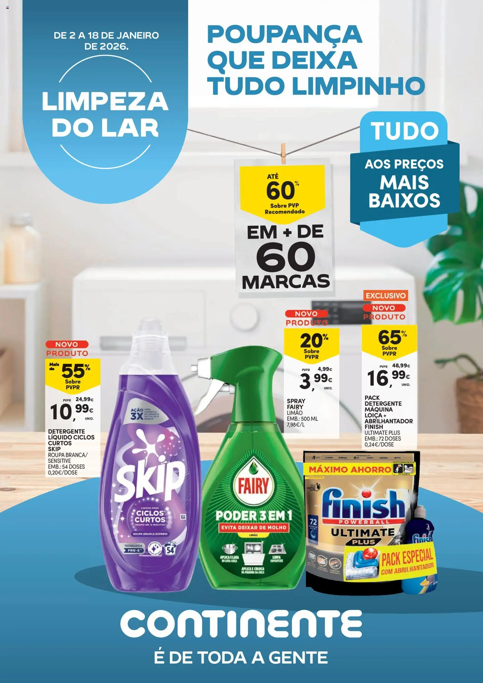 Continente - Limpeza do Lar: Poupança que deixa tudo limpinho │ válido de 02.01.2026 | Página: 1 | Produtos: Abrilhantador, Detergente