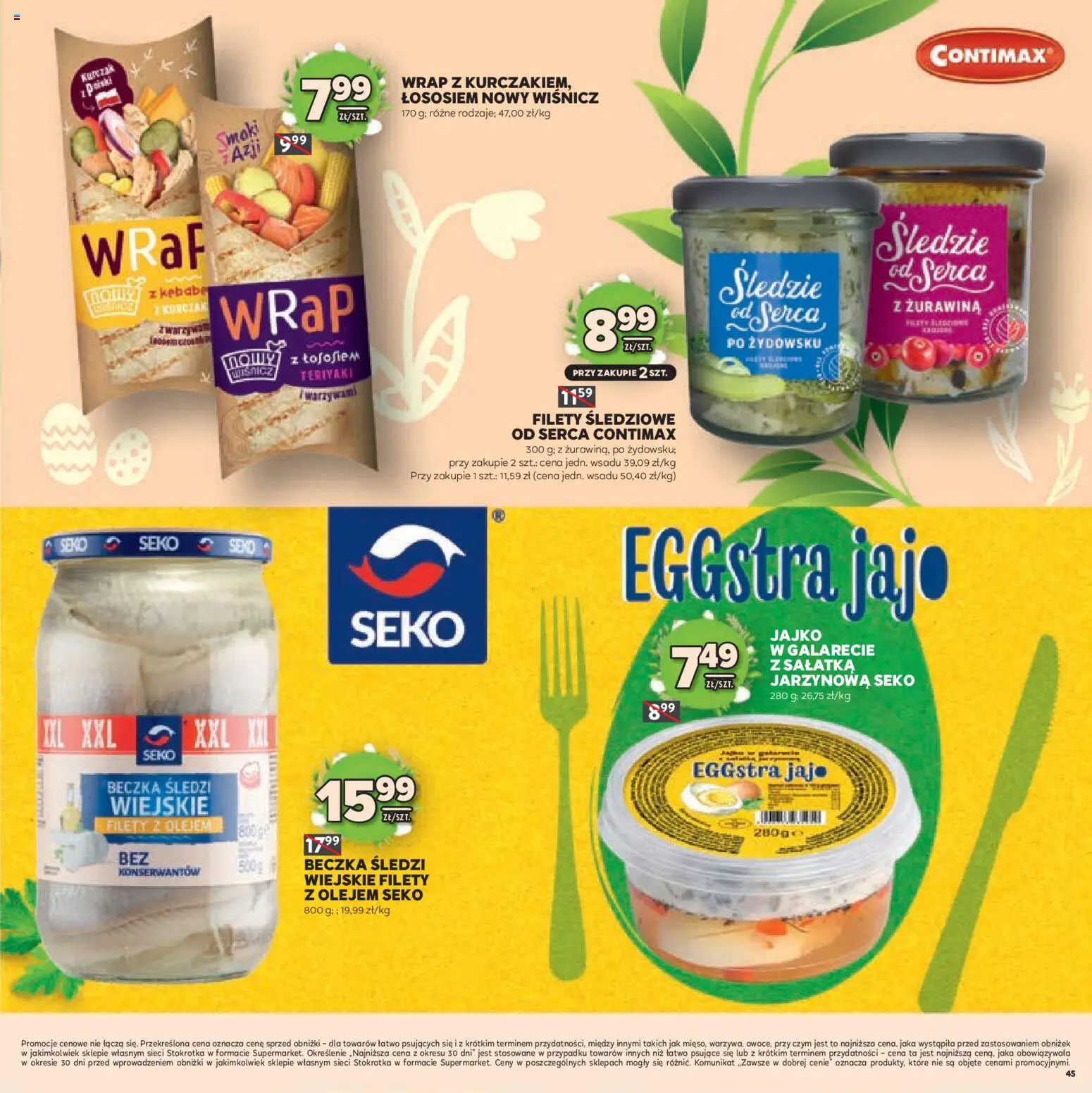 Stokrotka gazetka - Wielkanoc od 19.03.2026 | Strona: 45 | Produkty: Kurczak, Stokrotka, Żurawina, Sałatka