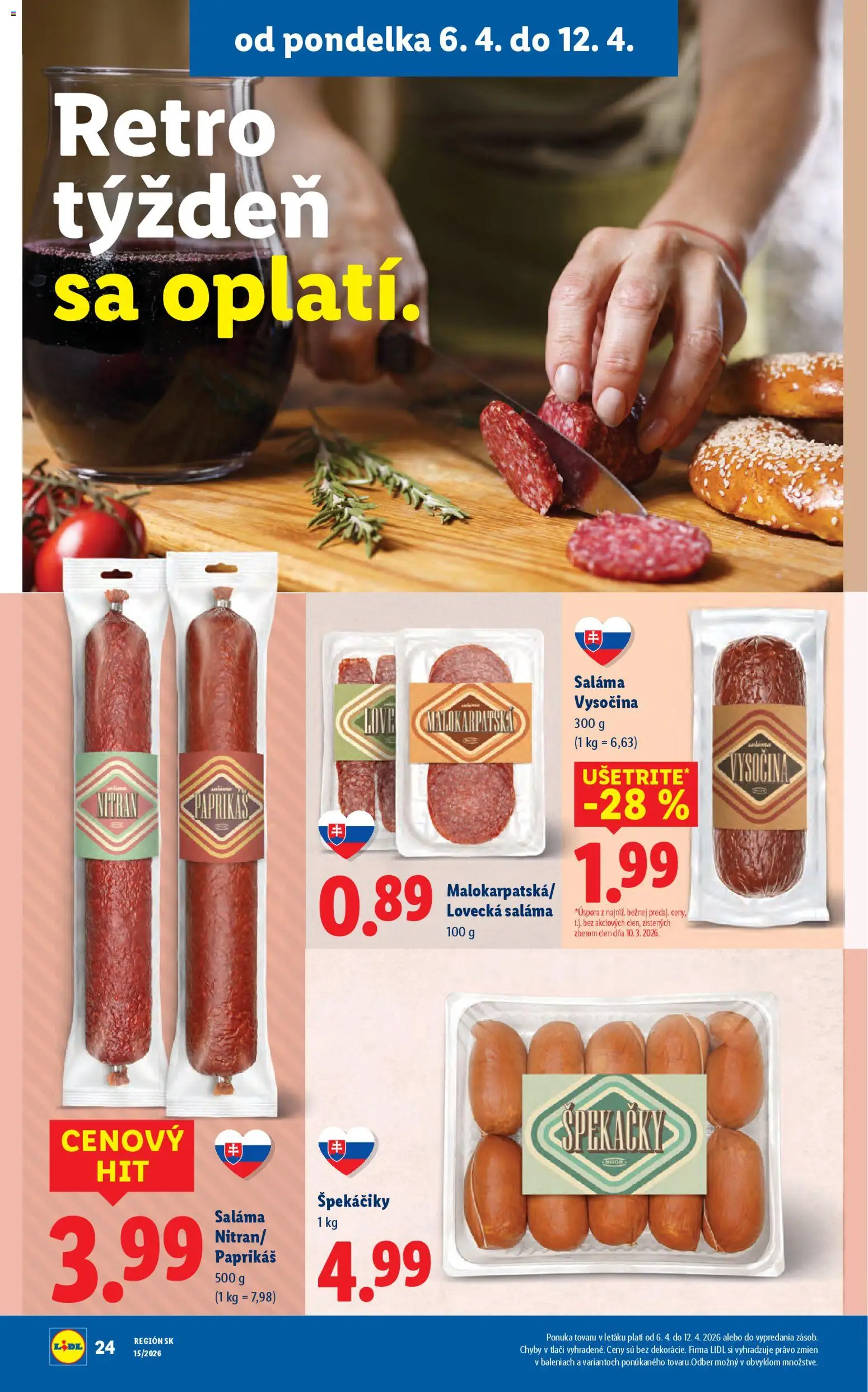 Nové Lidl akcie – leták je platný od 06.04.2026 | Strana: 26 | Produkty: Saláma