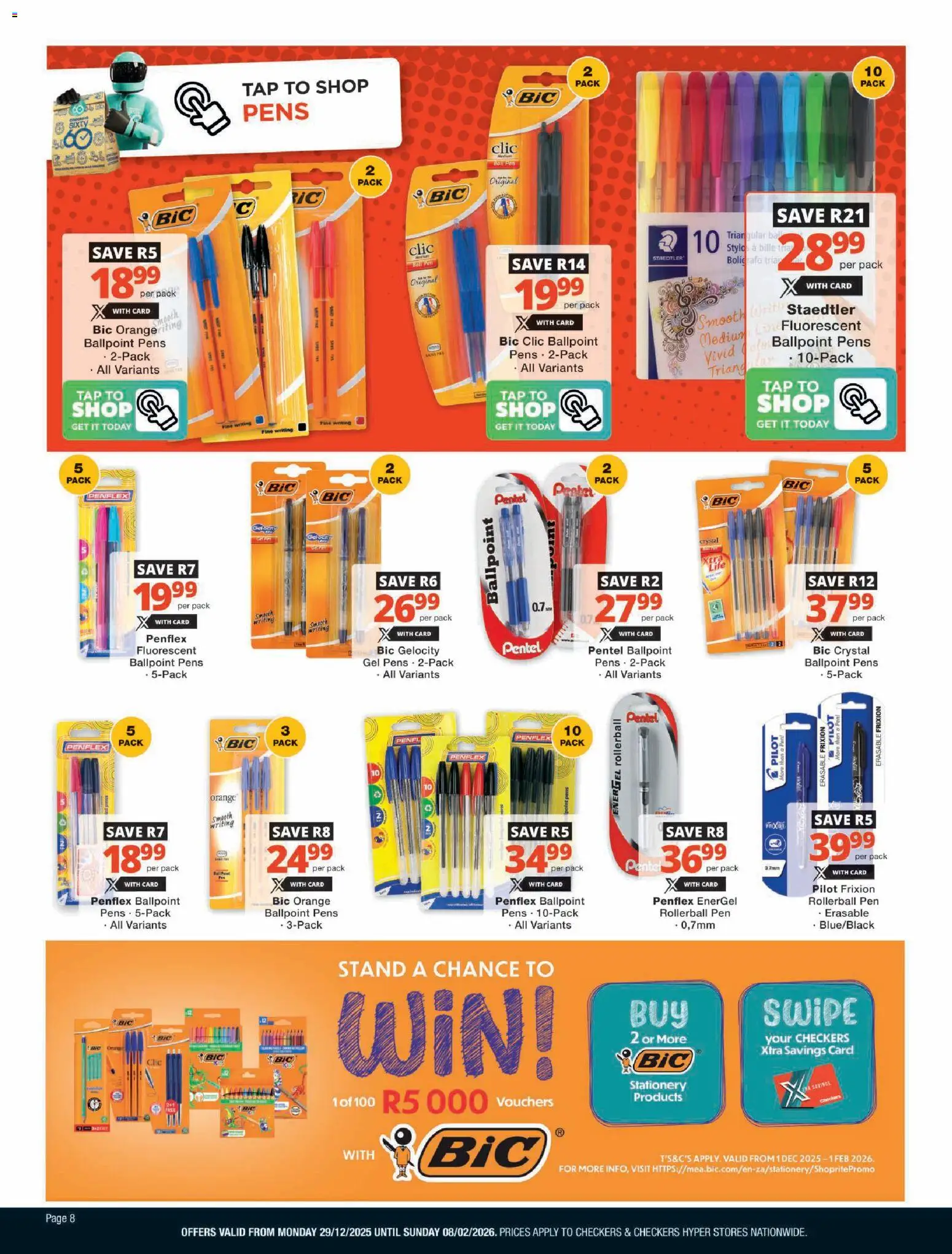 New Checkers catalogue – valid from 29.12.2025 | Page: 8 | Products: Pen, Tap