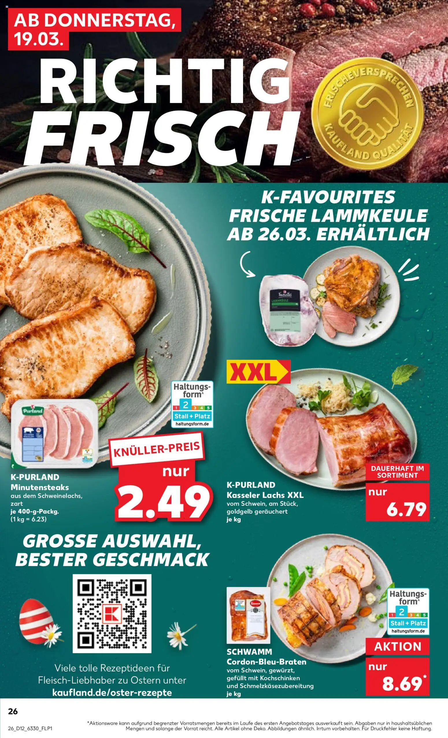 Kaufland Prospekt Hamburg	 – gültig ab 19.03.2026 | Seite: 26 | Produkte: Lammkeule, Lachs, Steak
