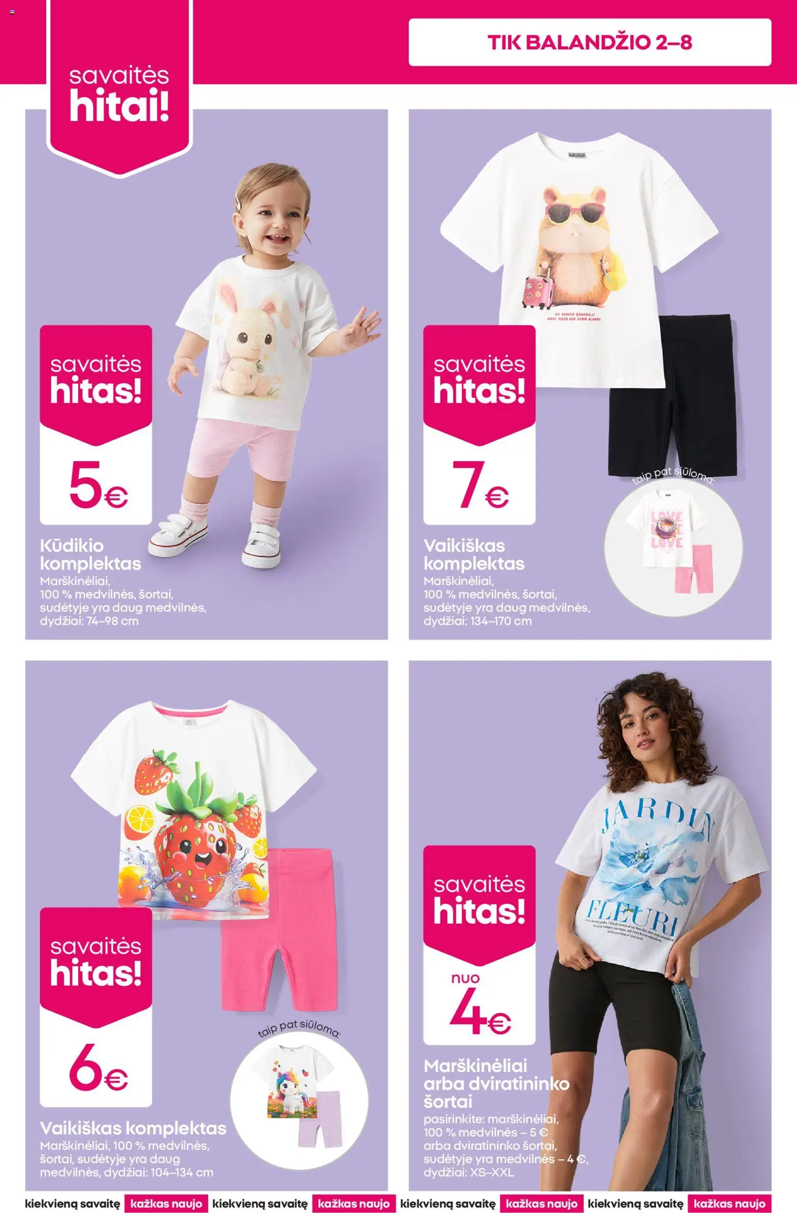 Pepco akcijos nuo 02.04.2026 | Puslapis: 2 | Prekių: Marškinėliai, Šortai