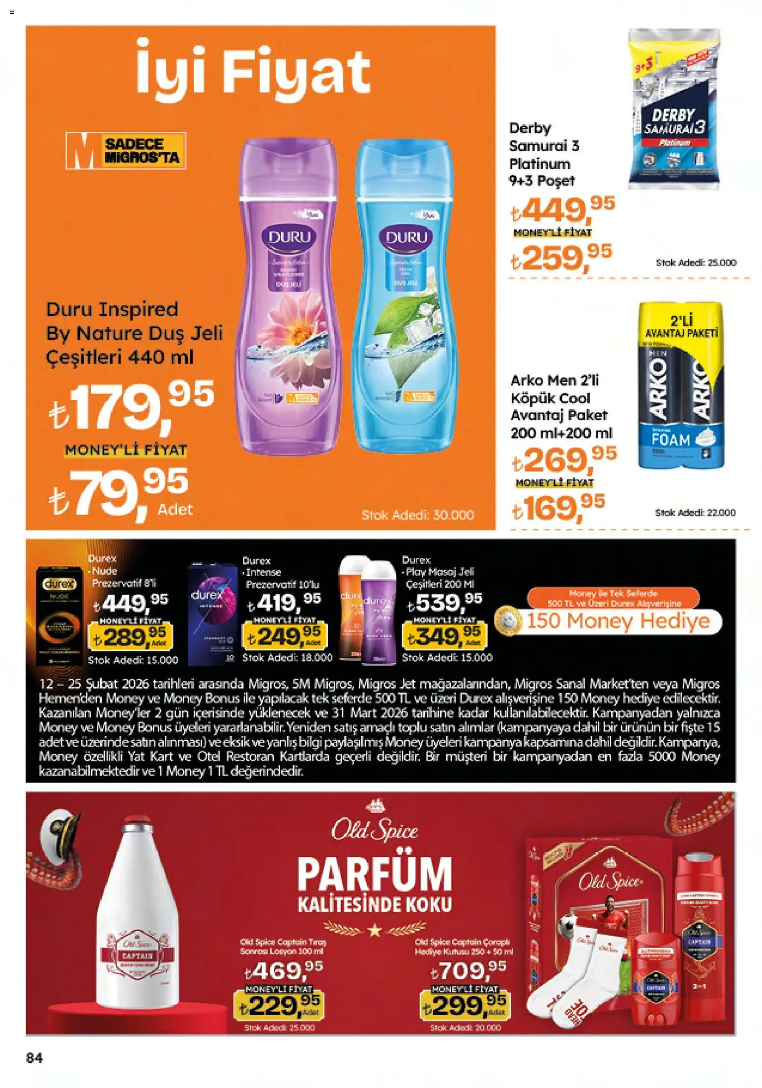 Migros Katalog - Migroskop - 12.02.2026 tarihinden itibaren geçerlidir | Sayfa: 84 | Ürünler: Prezervatif, Duş, Parfüm, Koku