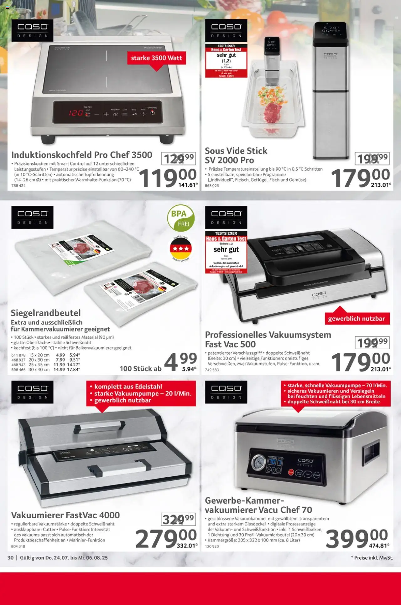 Selgros  Gastro - gültig ab dem 24.07.2025 | Seite: 30 | Produkte: Vakuumierer, Fisch, Gemüse