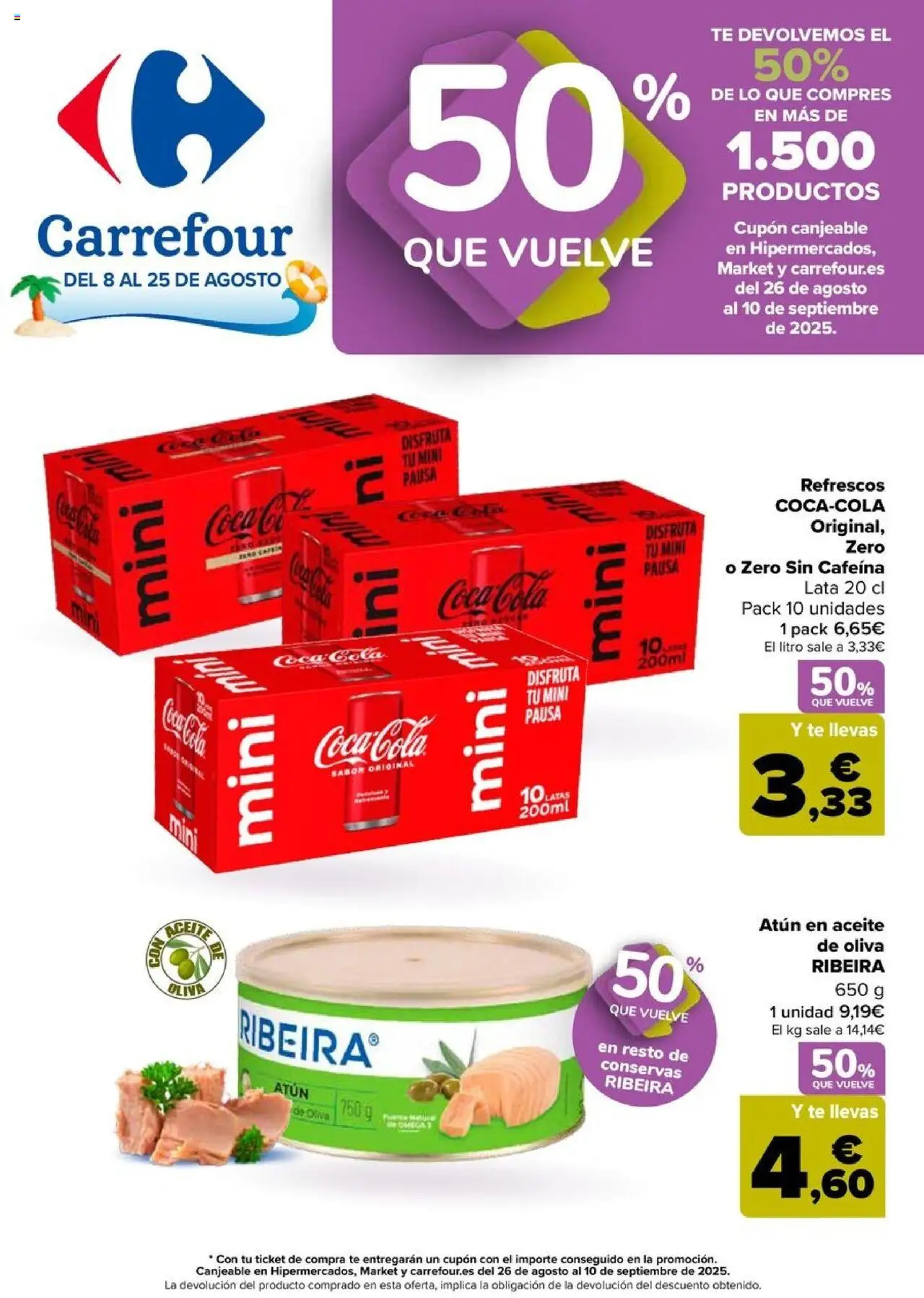 Carrefour folleto │ válido desde el 08.08.2025 | Página: 1 | Productos: Aceite, Té, Aceite de oliva