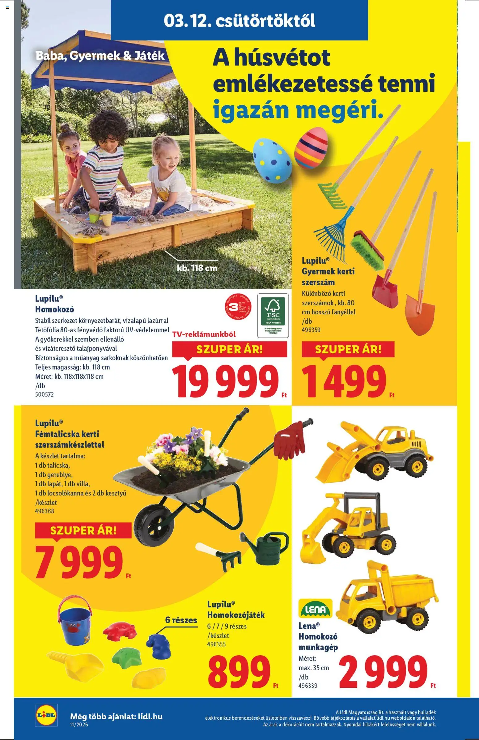 Lidl akciós ujság - amely érvényes a következő dátumtól: 12.03.2026 | Oldal: 2 | Termékek: Kesztyű, Játék, Homokozo, Fényvédő