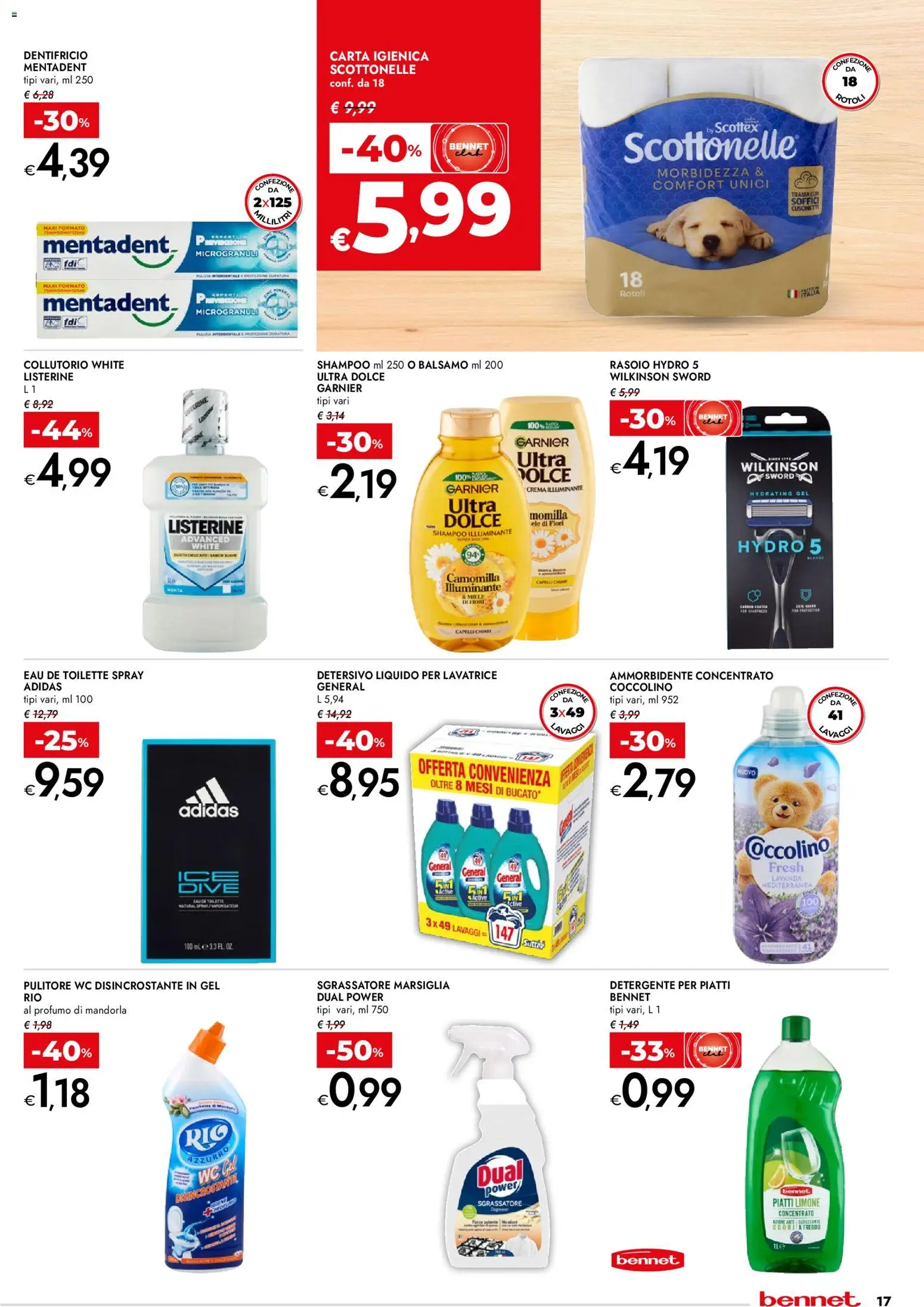 Volantino bennet del 05.03.2026 | Pagina: 17 | Prodotti: Illuminante, Crema, Carta igienica, Lavatrice