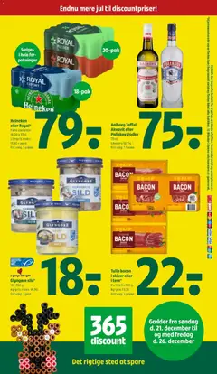 Tulip bacon i skiver eller i tern*, 2 x 150/3 x 100 g. Kg-pris 73,33. Frit valg. 1 pakke. gyldig fra 18.12.2025 | Side: 24