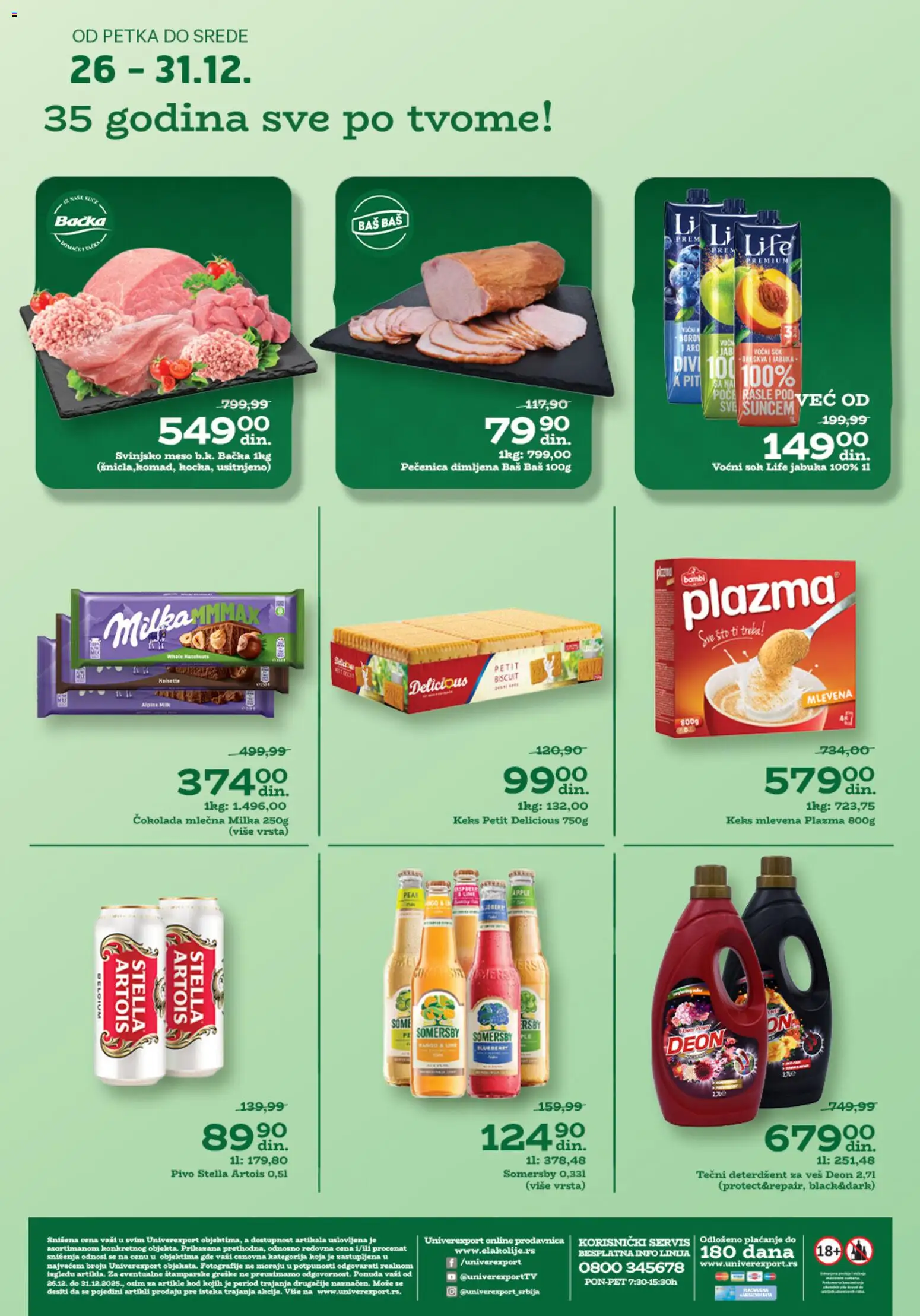 Univerexport katalog - važi od 26.12.2025 | Strana: 1 | Proizvode: Deterdžent, Keks, Sto, Pečenica