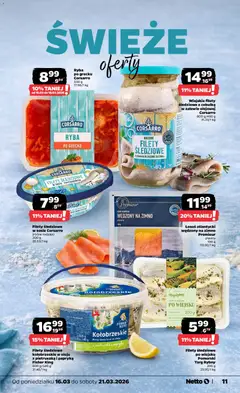 Pogląd oferty "Netto gazetka od poniedziałku spożywcza" - ważna od 16.03.2026 | Strona: 11 | Produkty: Pietruszka, Łosoś, Papryka, Ryba