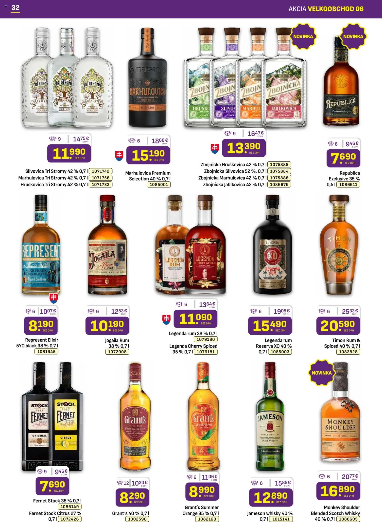 Nové Libex akcie – leták je platný od 16.03.2026 | Strana: 32 | Produkty: Republica, Slivovica, Whisky, Fernet