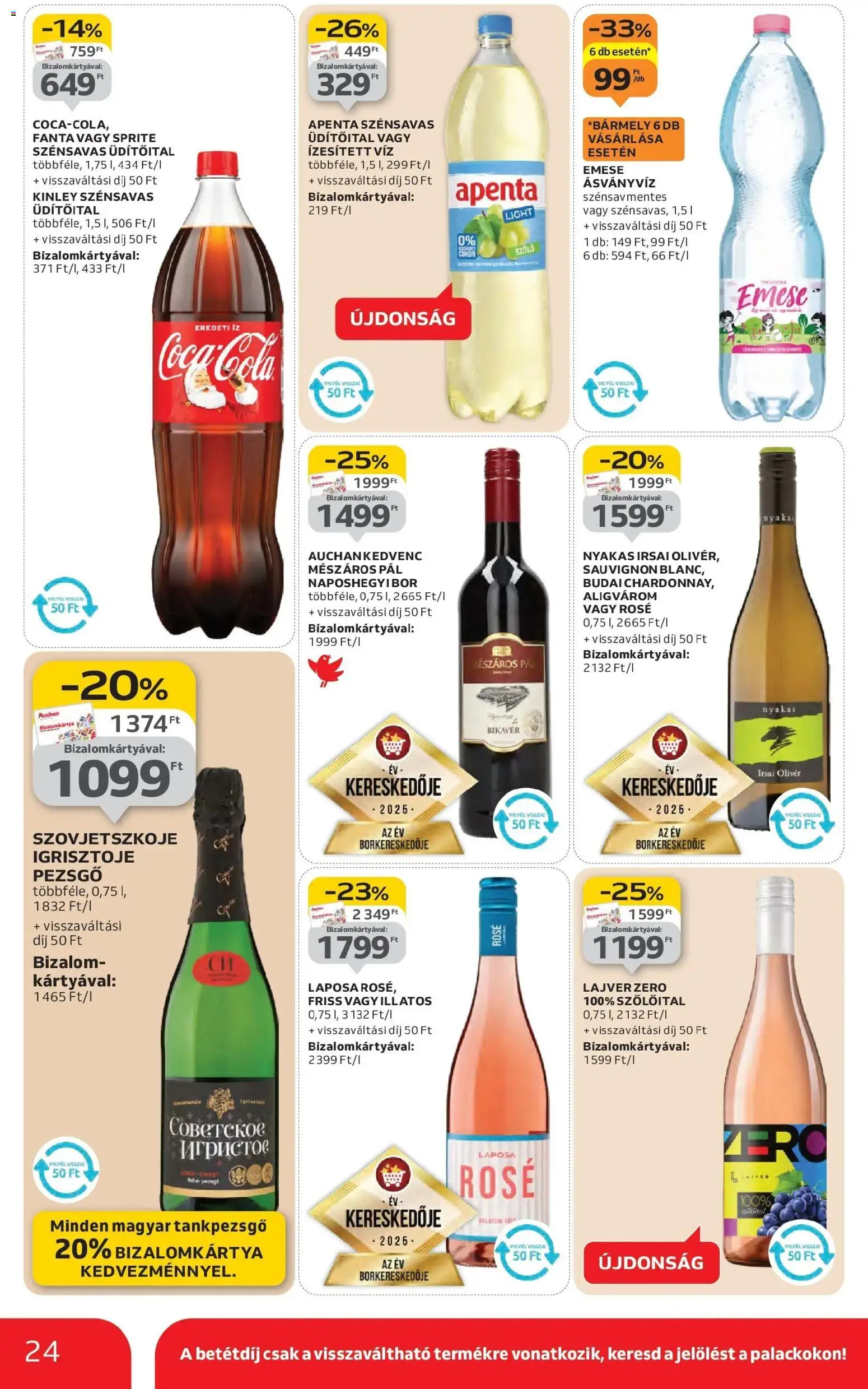 Auchan akciós ujság - amely érvényes a következő dátumtól: 22.01.2026 | Oldal: 24 | Termékek: Szőlő, Pezsgő, Ásványvíz, Cukor