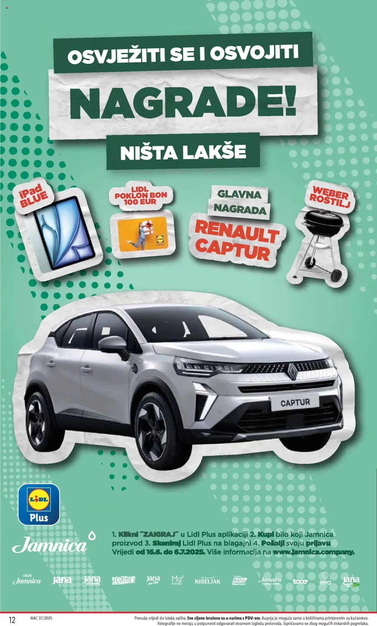 Lidl katalog | vrijedi od 30.06.2025 | Stranica: 12 | Proizvodi: Roštilj, Tablet, Jamnica