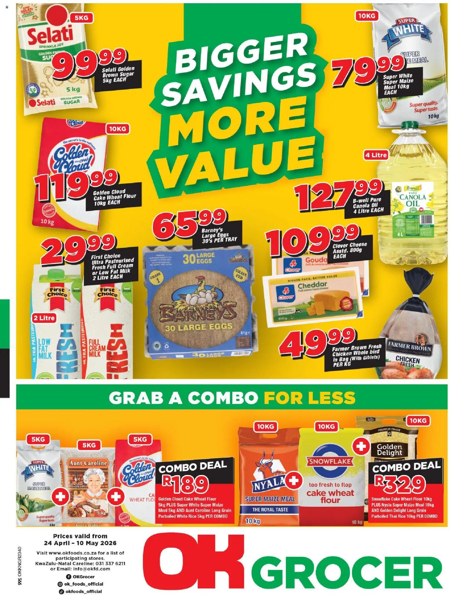 New OK Foods catalogue – valid from 24.04.2026 | Page: 1 | Products: Flour, Tray, Cheese, Cream