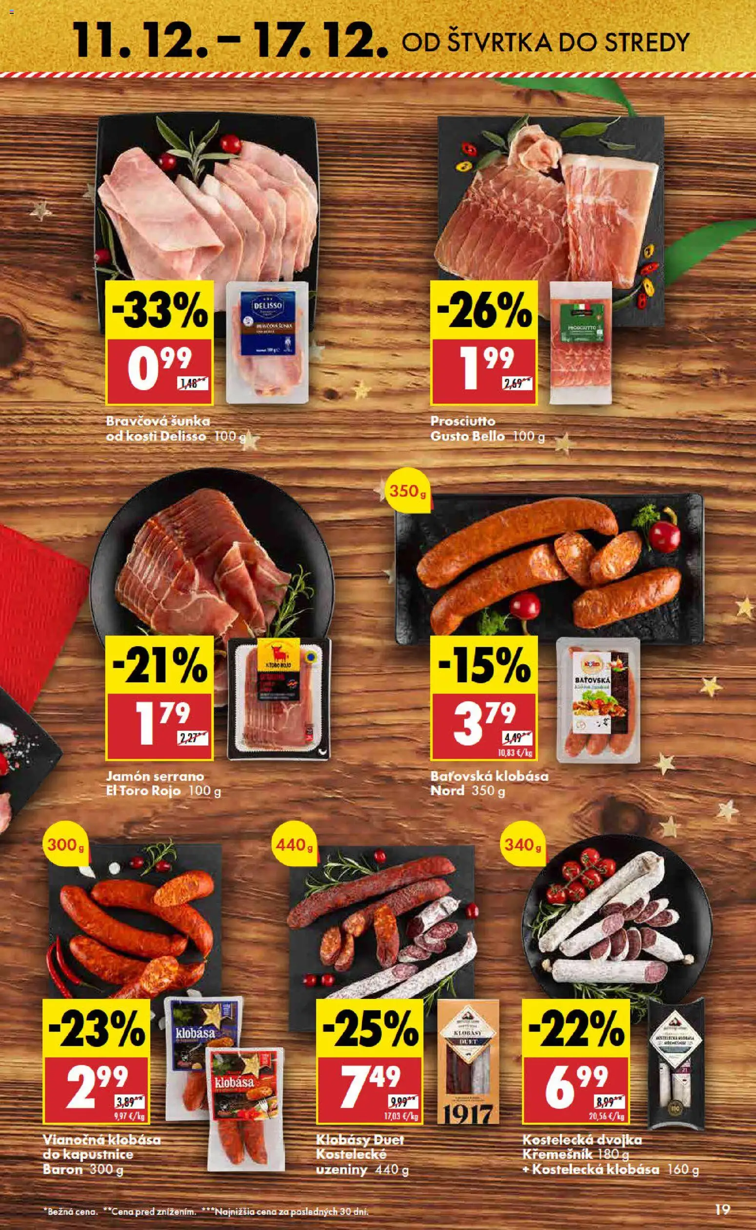 Nové Biedronka akcie – leták je platný od 11.12.2025 | Strana: 19 | Produkty: Šunka, Klobása