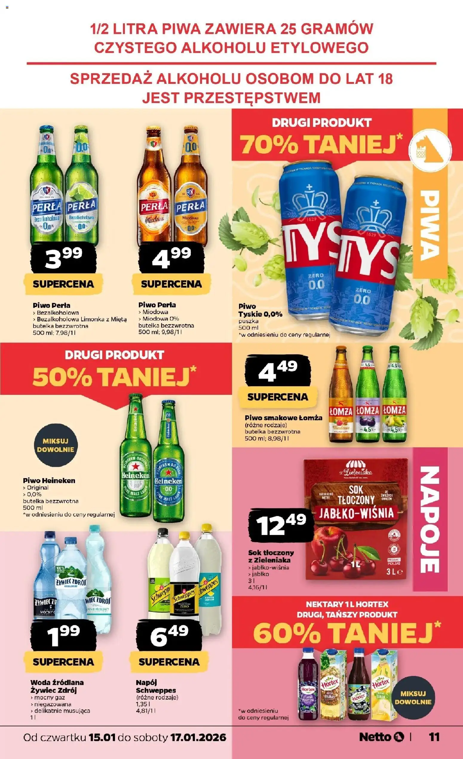 Netto gazetka - Spożywcza od 15.01.2026 | Strona: 11 | Produkty: Limonka, Mięta, Tyskie, Piwo