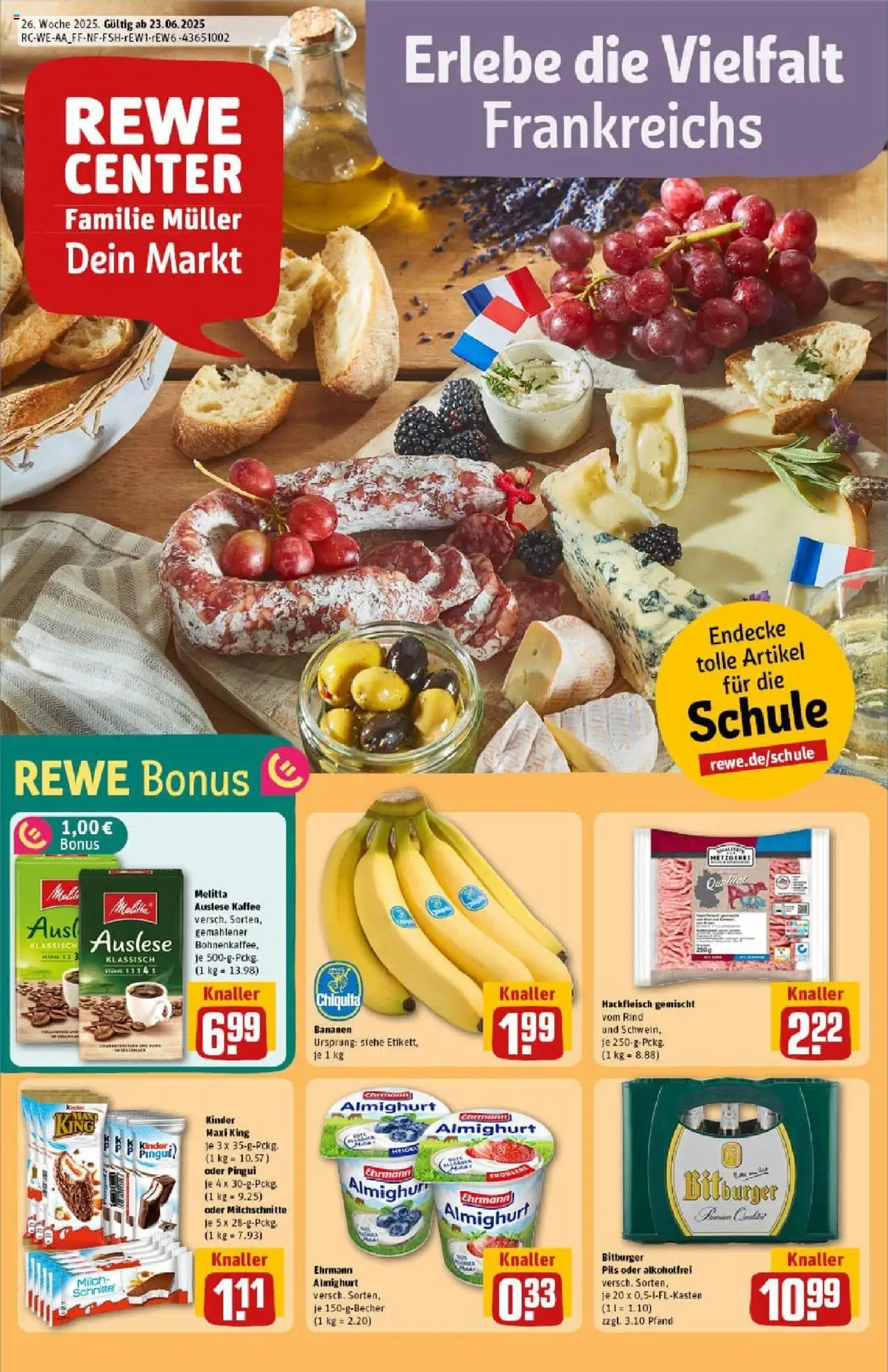 Rewe prospekt Bitburg	 - gültig ab dem 22.06.2025 | Seite: 1 | Produkte: Bitburger, Ehrmann almighurt, Milch, Kaffee