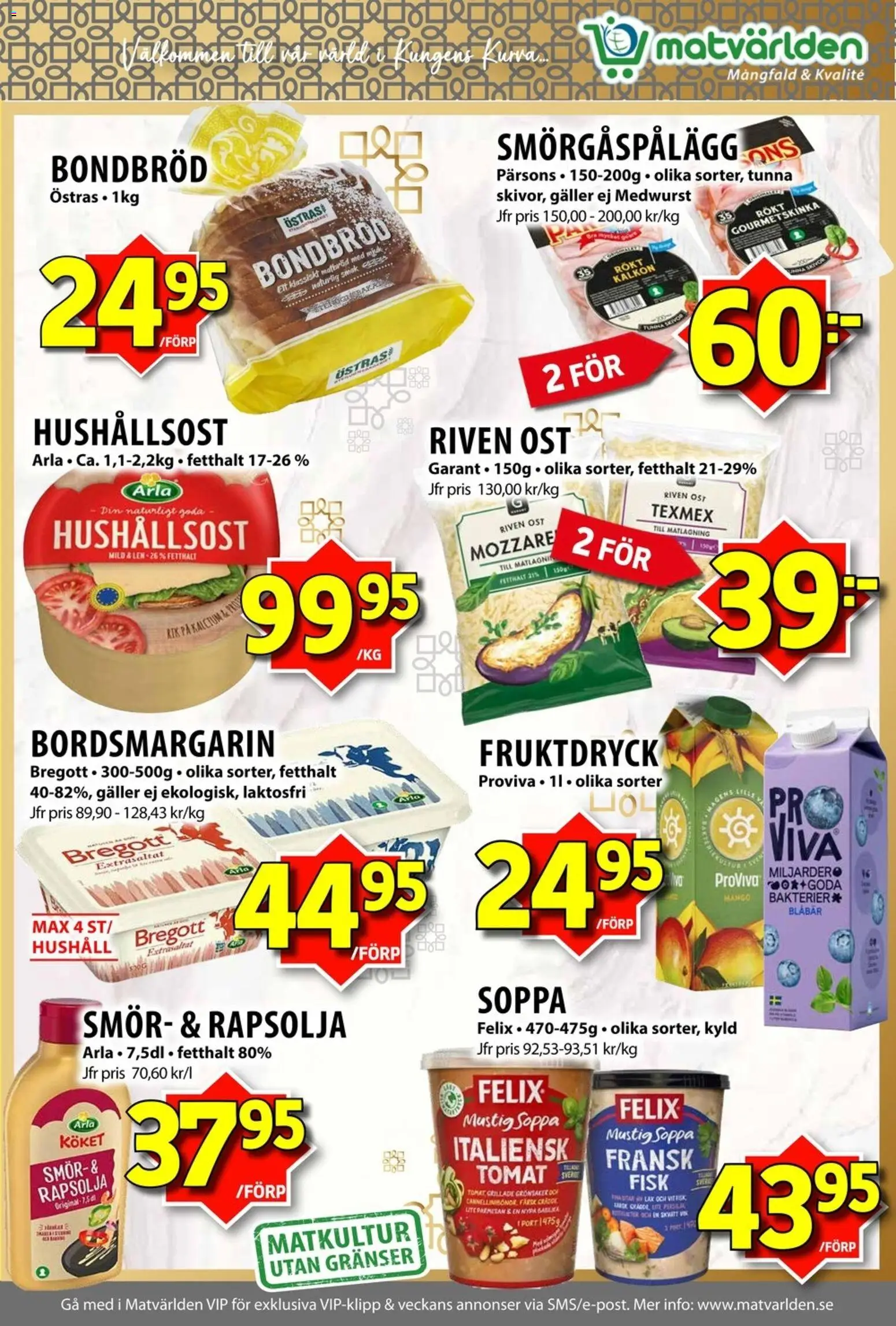 Matvärlden reklamblad aktuell från 10.11.2025 | Sida: 4 | Produkter: Bregott, Lax, Ost, Mango