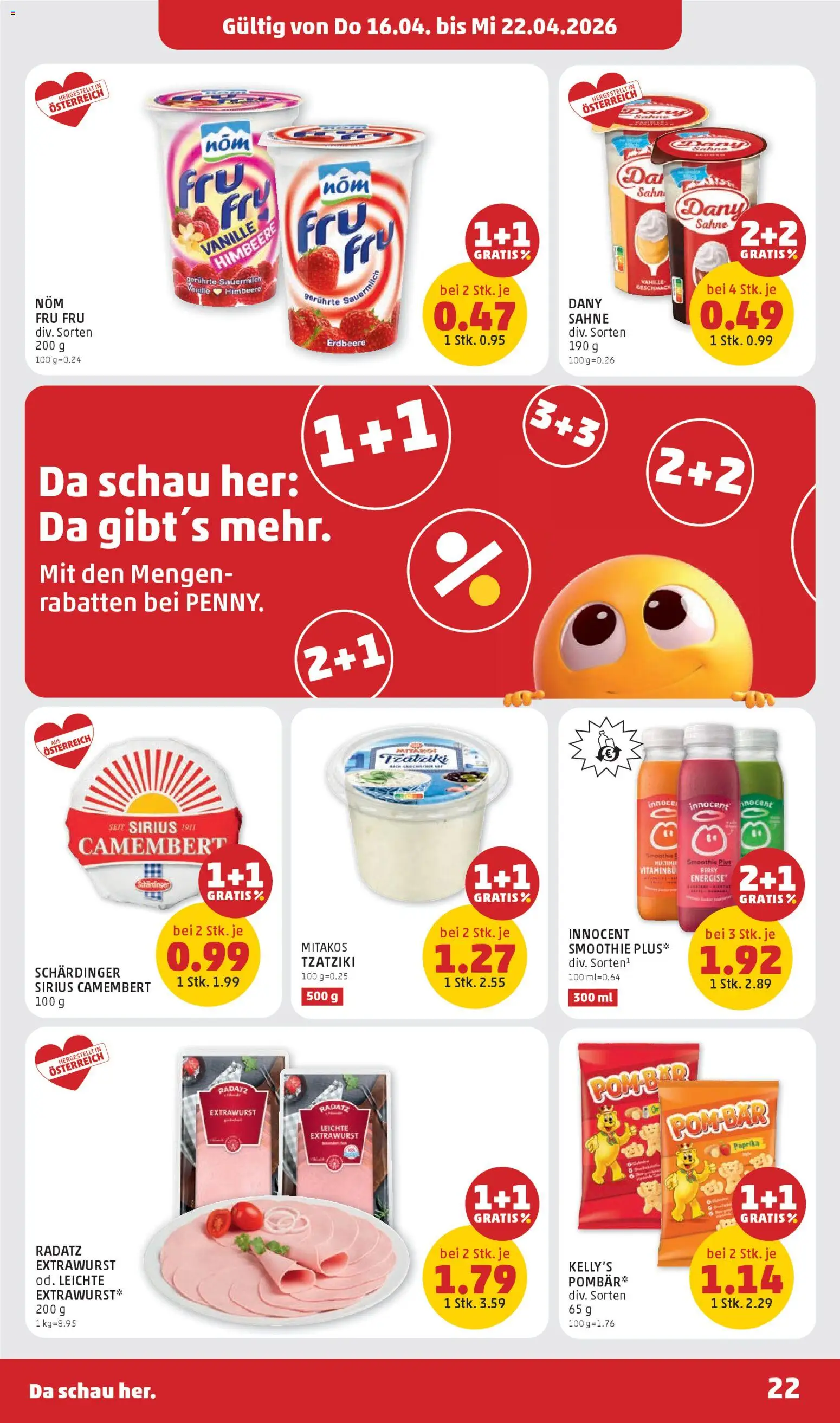 Penny Markt - Flugblatt gültig ab 16.04.2026 | Seite: 22 | Produkte: Sahne, Himbeere