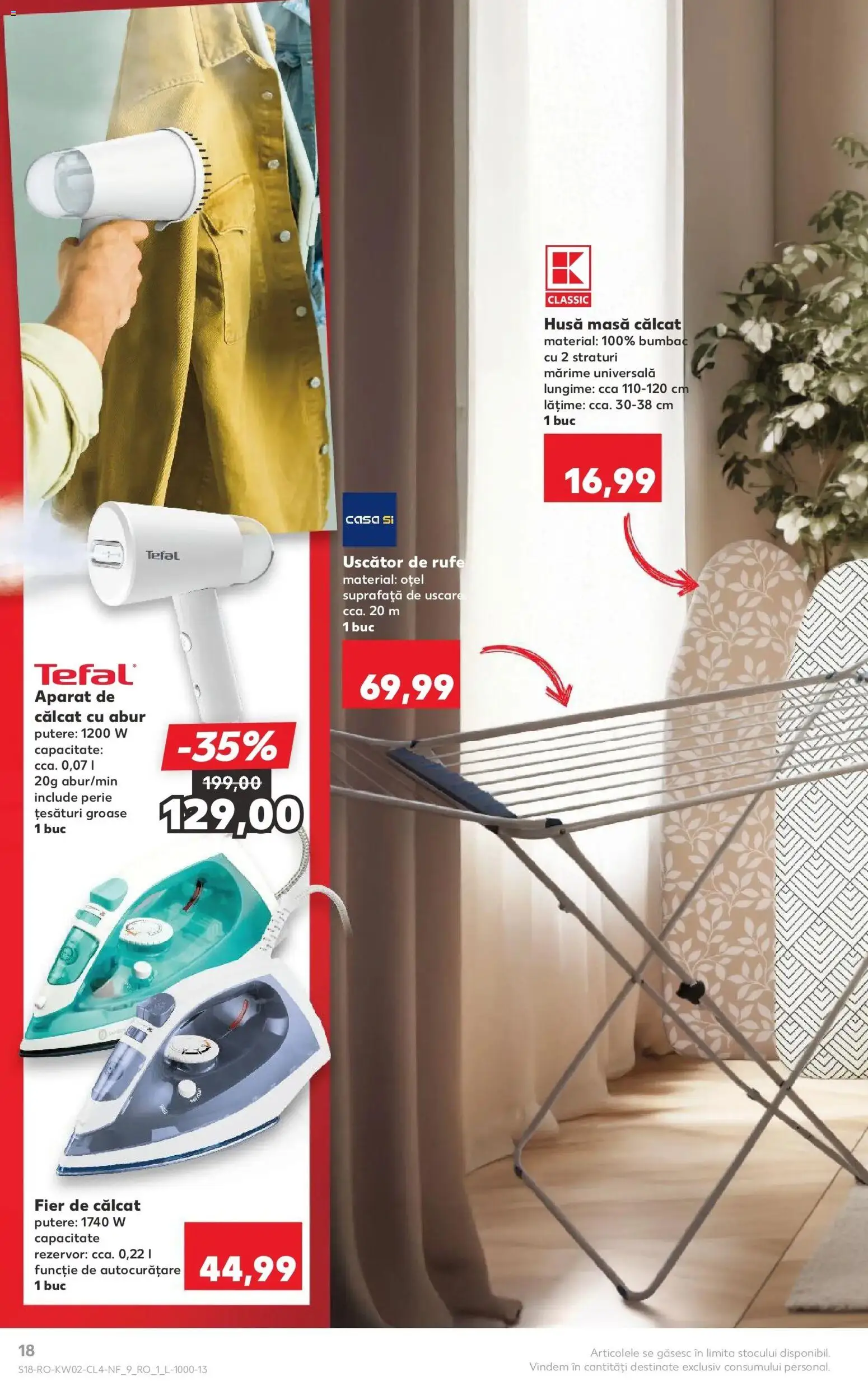 Noul catalog Kaufland – valabil de la 07.01.2026 | Pagină: 18 | Produse: Aparat de călcat, Fier de călcat, Uscător, Perie