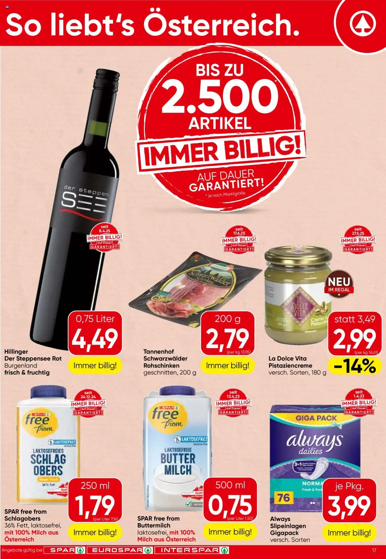 Spar Flugblatt - Vorarlberg gültig ab 14.08.2025 | Seite: 17 | Produkte: Regal, Milch, Butter