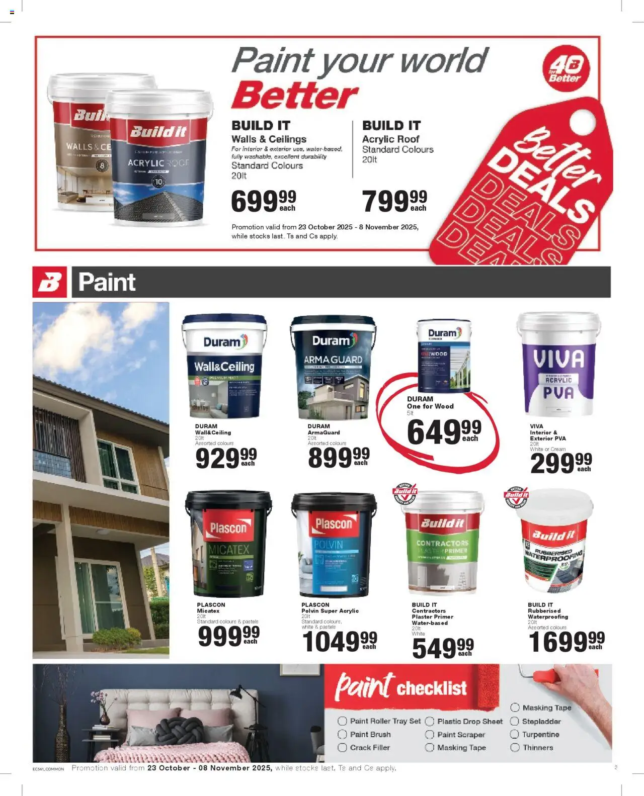New Build It catalogue – valid from 23.10.2025 | Page: 3 | Products: Tray, Paint, Polvin, Stepladder