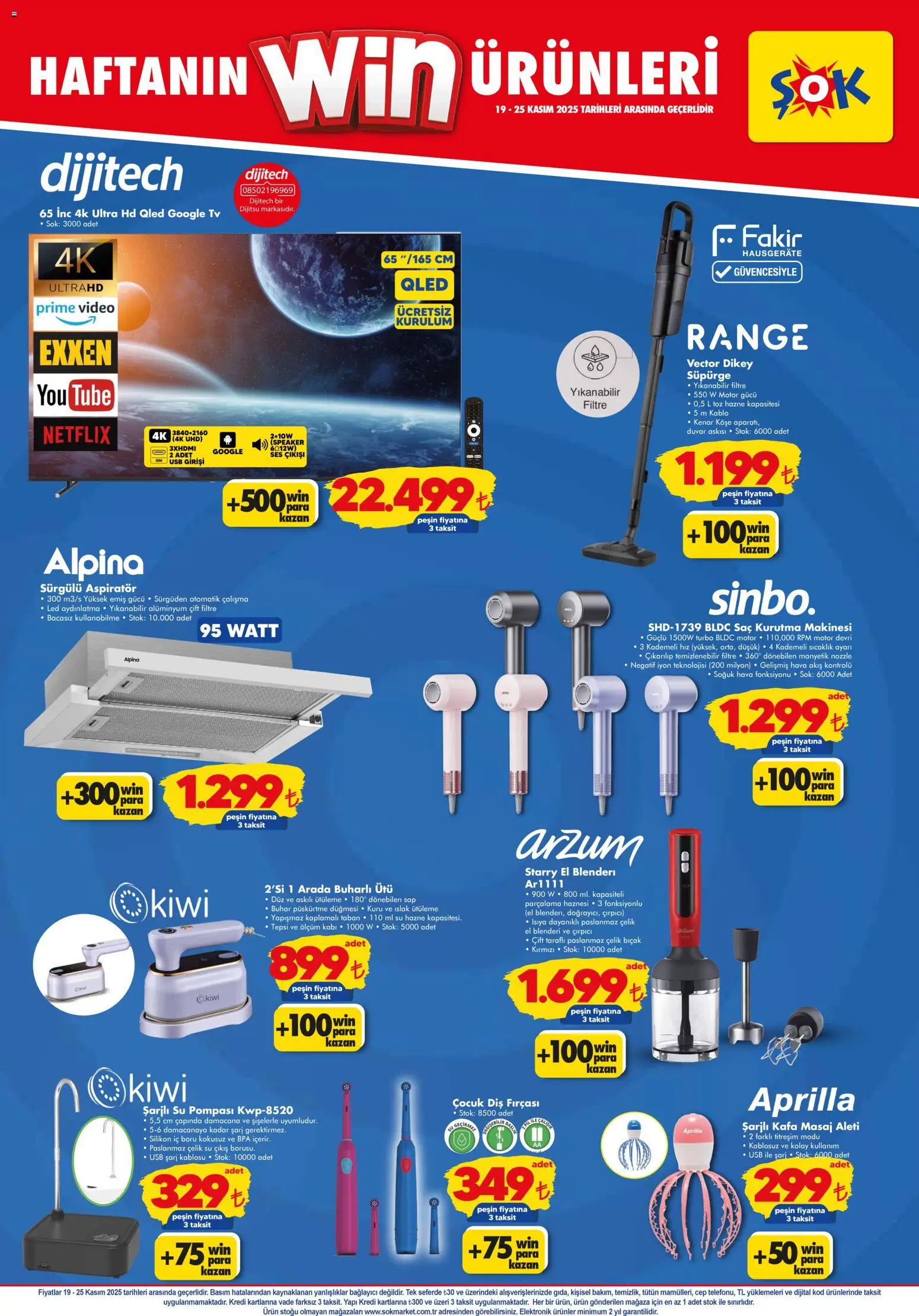 Şok Market Katalog - 19.11.2025 tarihinden itibaren geçerlidir | Sayfa: 5 | Ürünler: Saç kurutma makinesi, Su, TV, Kablo