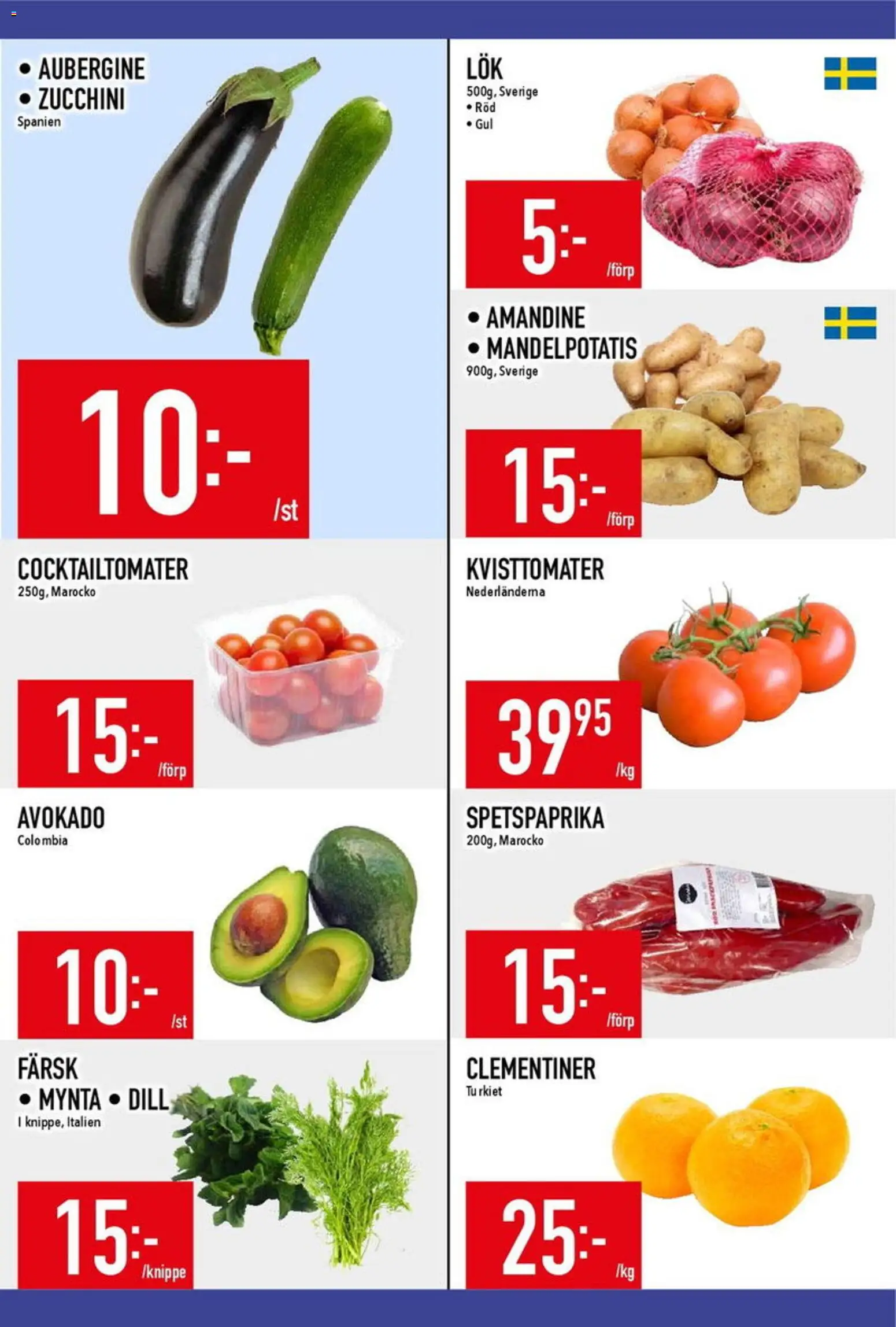 Matdax reklamblad aktuell från 23.02.2026 | Sida: 14 | Produkter: Cocktailtomater, Aubergine, Zucchini