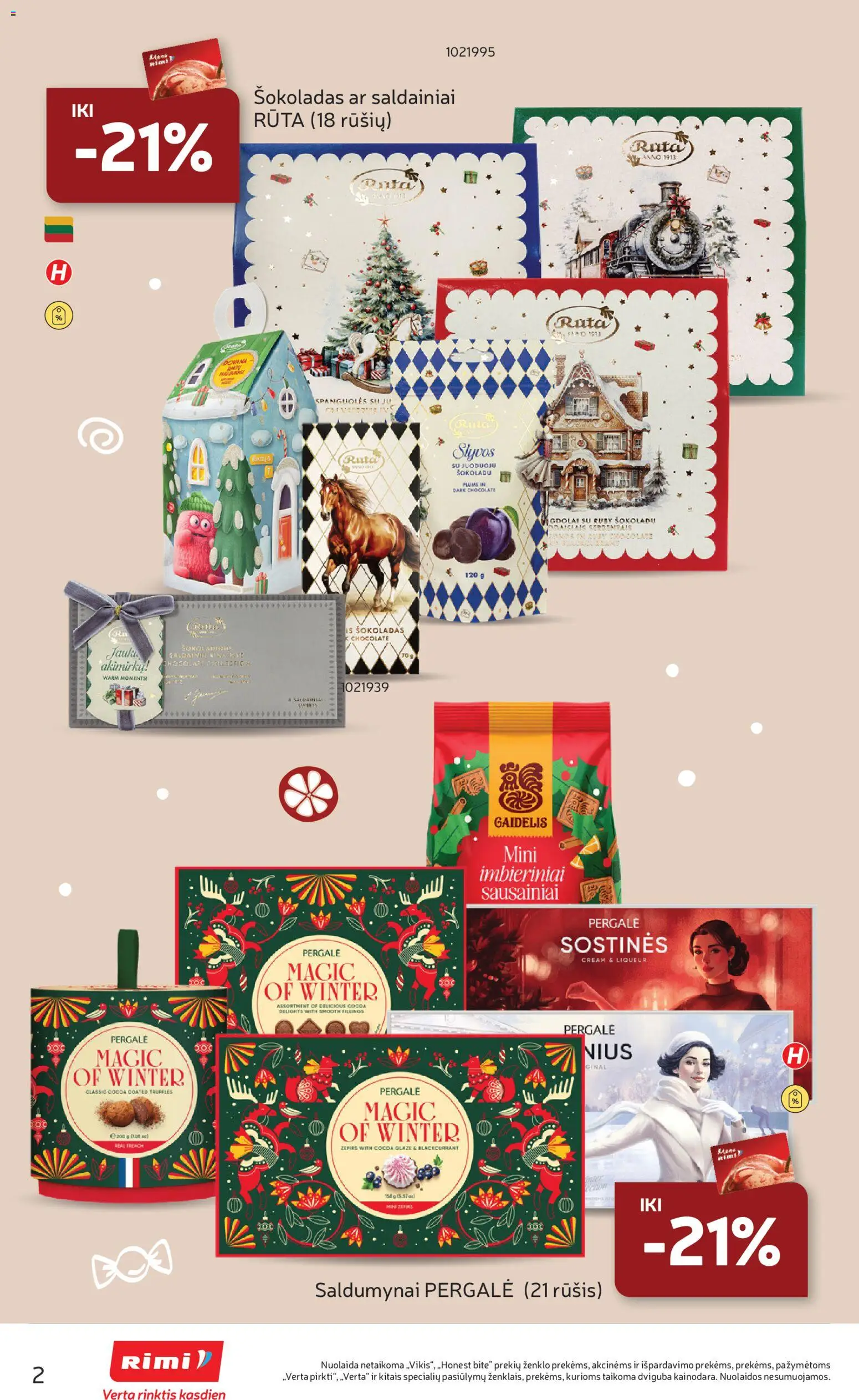 Rimi akcijos nuo 04.11.2025 | Puslapis: 2 | Prekių: Sausainiai, Šokoladas, Saldainiai