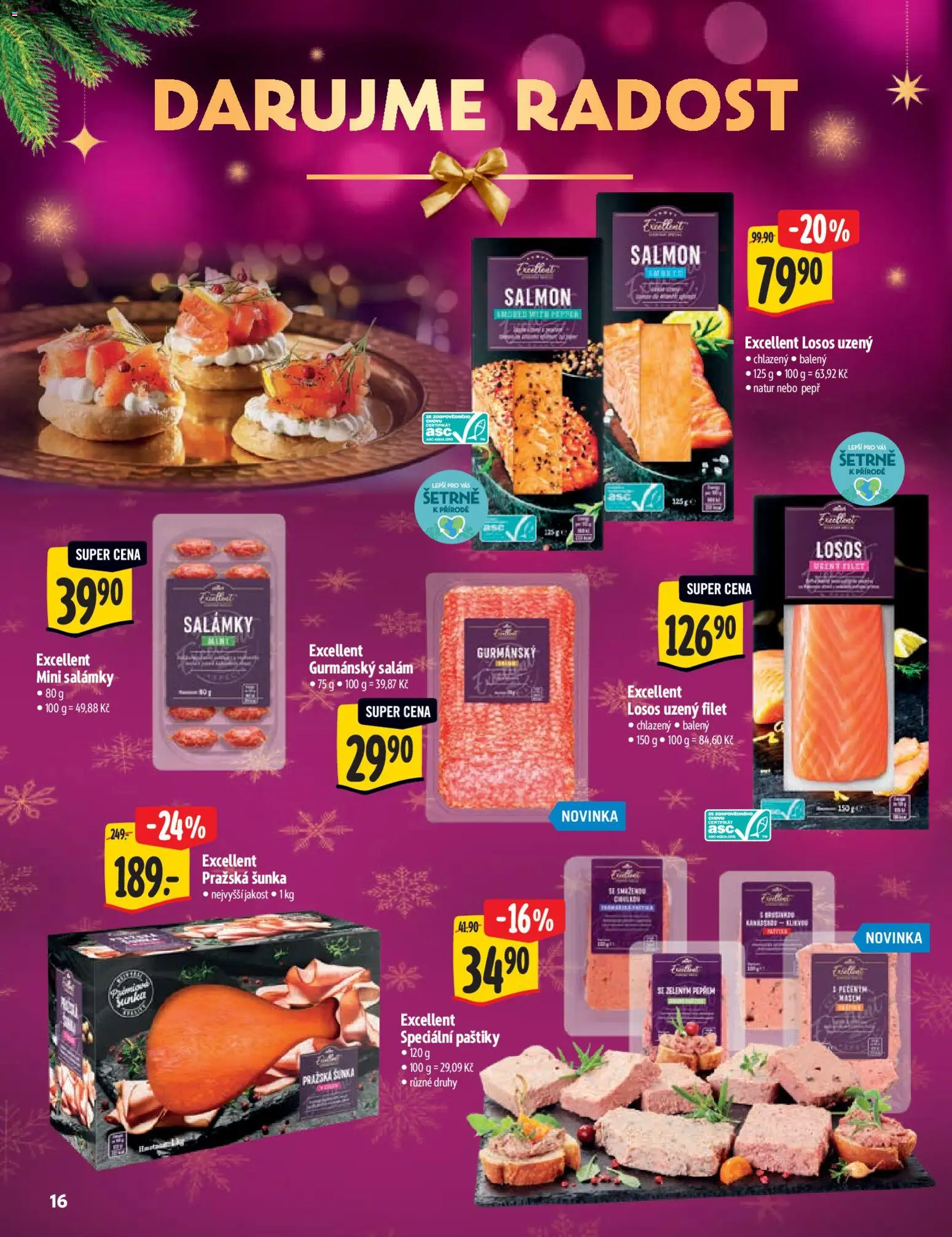 Albert katalog - Supermarket - Delikatesy od 03.12.2025 | Strana: 16 | Produkty: Salám, Pražská šunka, Losos, Filet