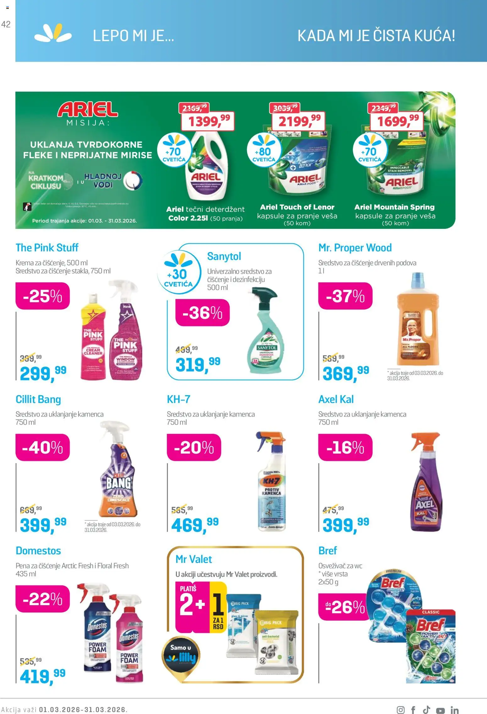 Lilly drogerie katalog - važi od 01.03.2026 | Strana: 42 | Proizvode: Bref, Lenor, Wc, Sanytol