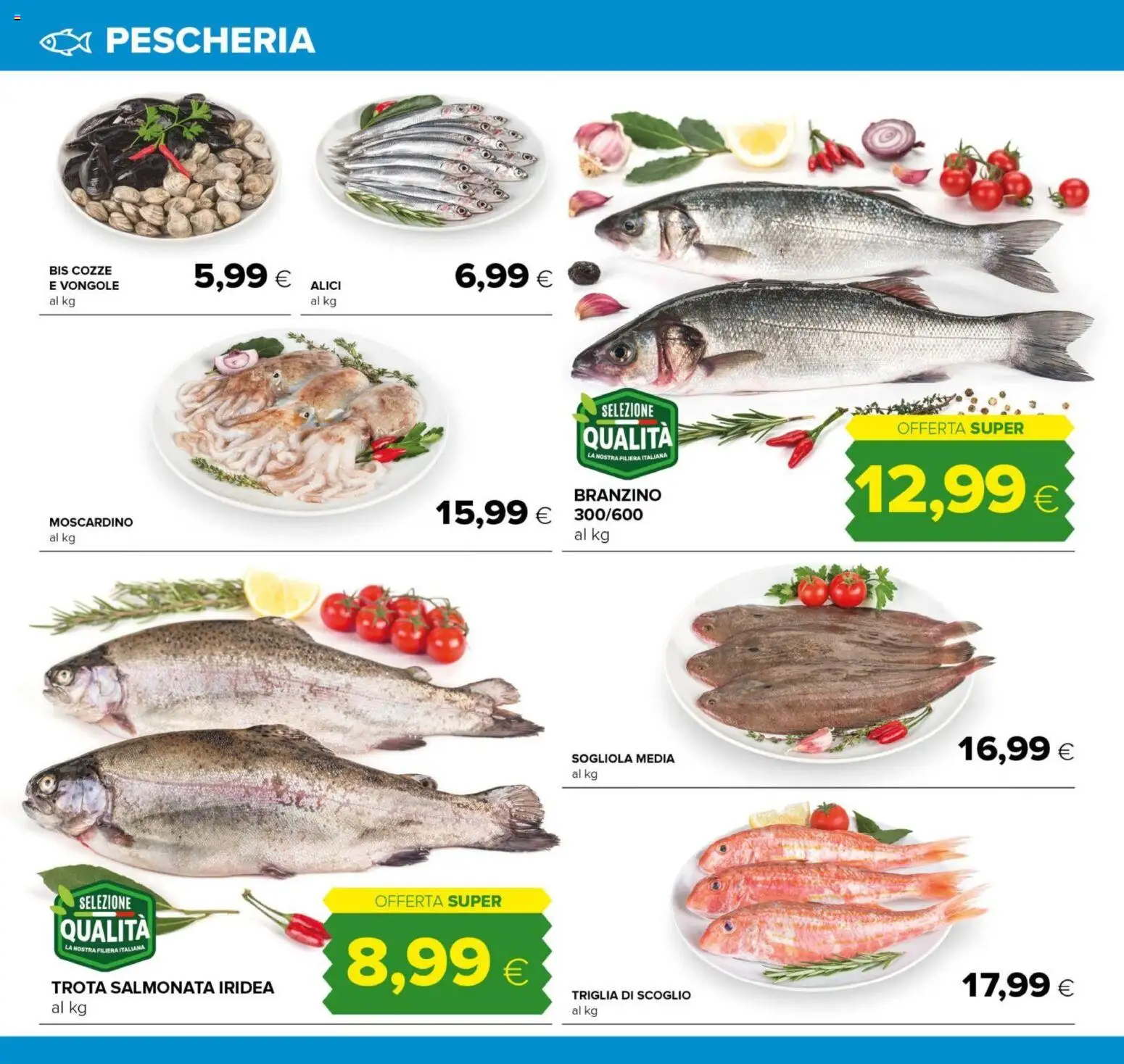 Volantino Oasi del 12.02.2026 | Pagina: 12 | Prodotti: Sogliola, Cozze, Vongole, Trota
