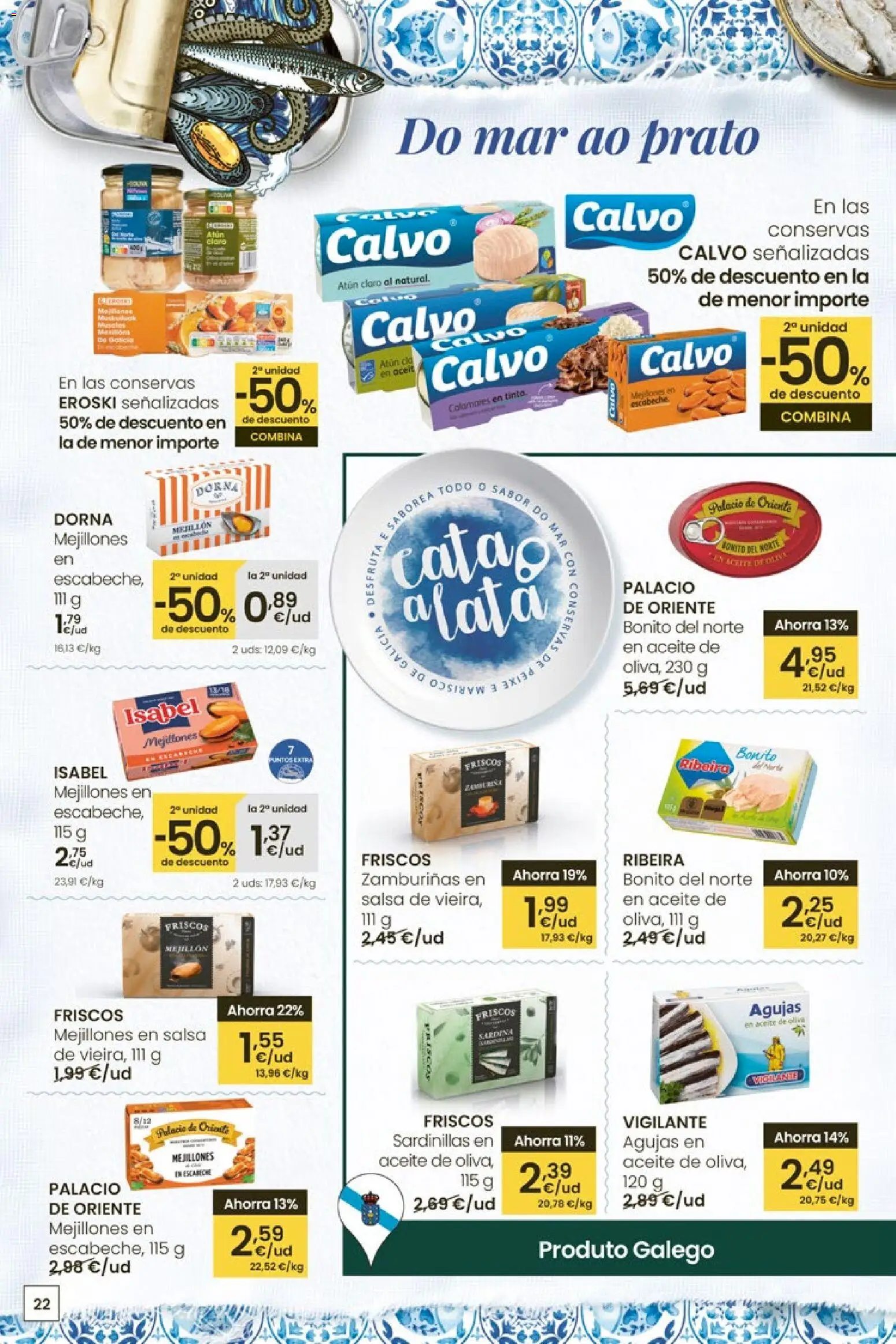 Eroski Quieres ahorrar conmigo │ válido desde el 16.04.2026 | Página: 22 | Productos: Calamares, Sardinillas, Aceite, Aceite de oliva