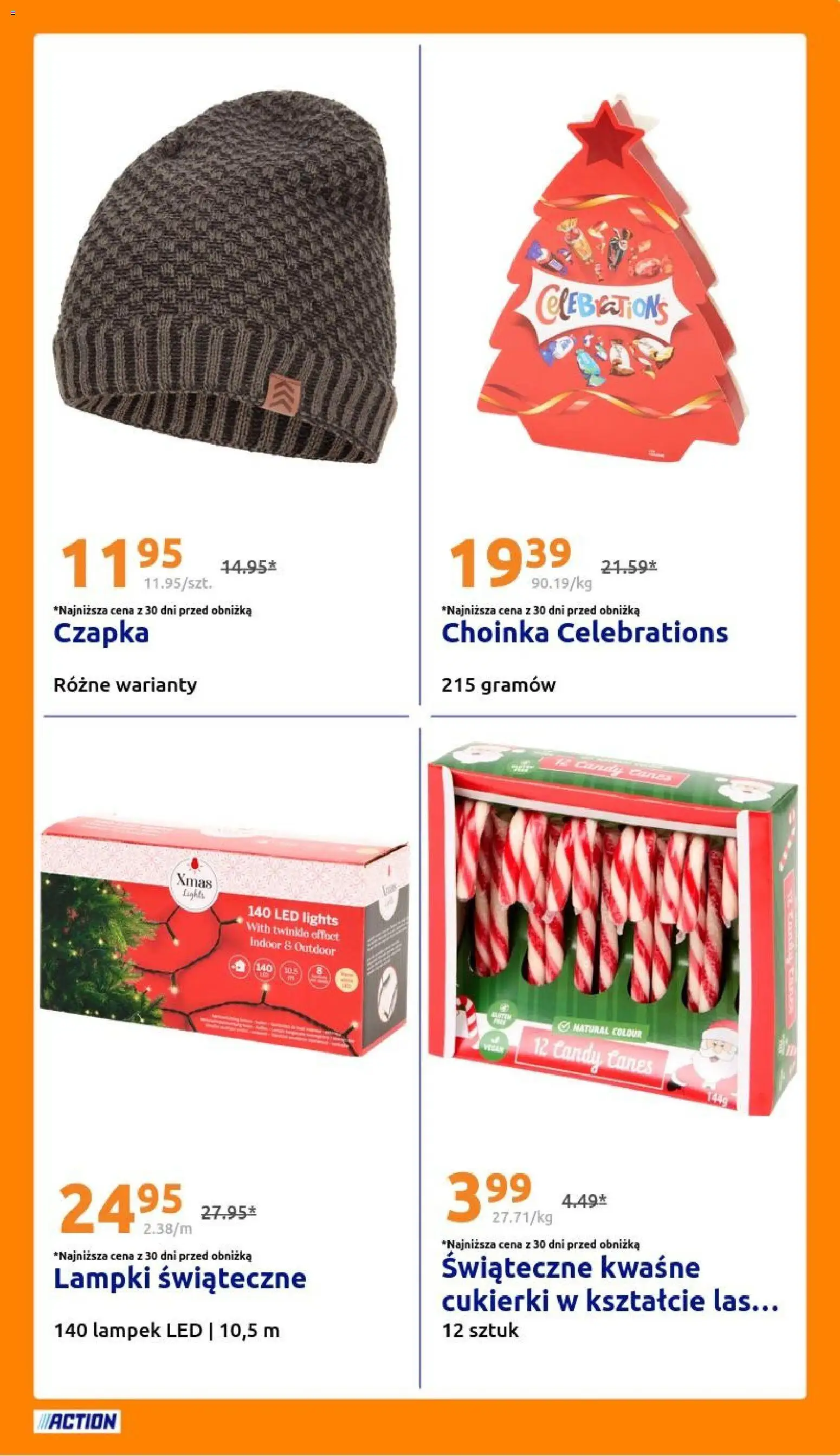 Action Gazetka od 19.11.2025 | Strona: 23 | Produkty: Choinka, Czapka, Lampki, Cukierki