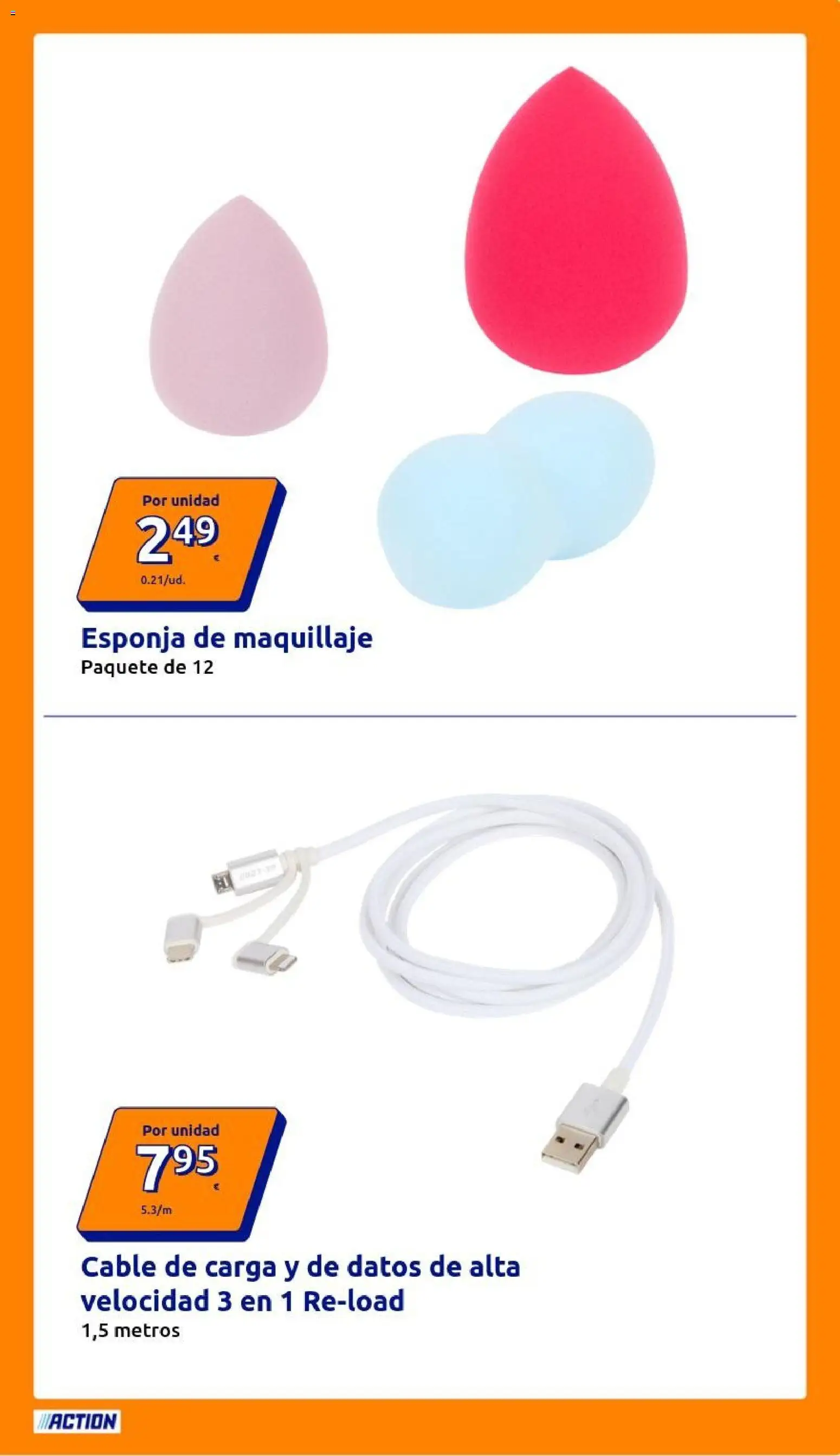 Action folleto │ válido desde el 08.04.2026 | Página: 25 | Productos: Esponja, Maquillaje, Cable