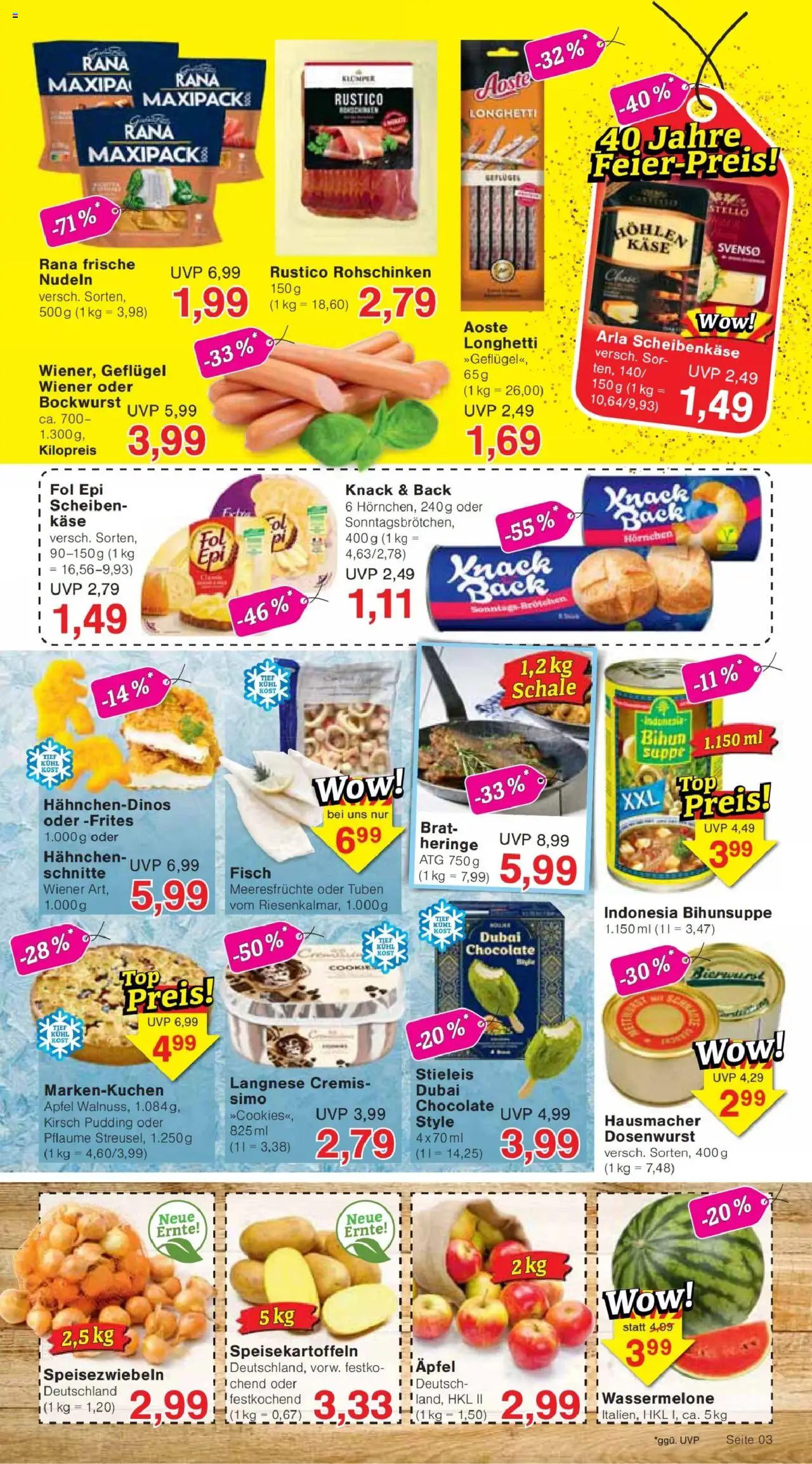 Jawoll Prospekt - gültig ab dem 04.08.2025 | Seite: 3 | Produkte: Bockwurst, Langnese, Hahnchen, Käse