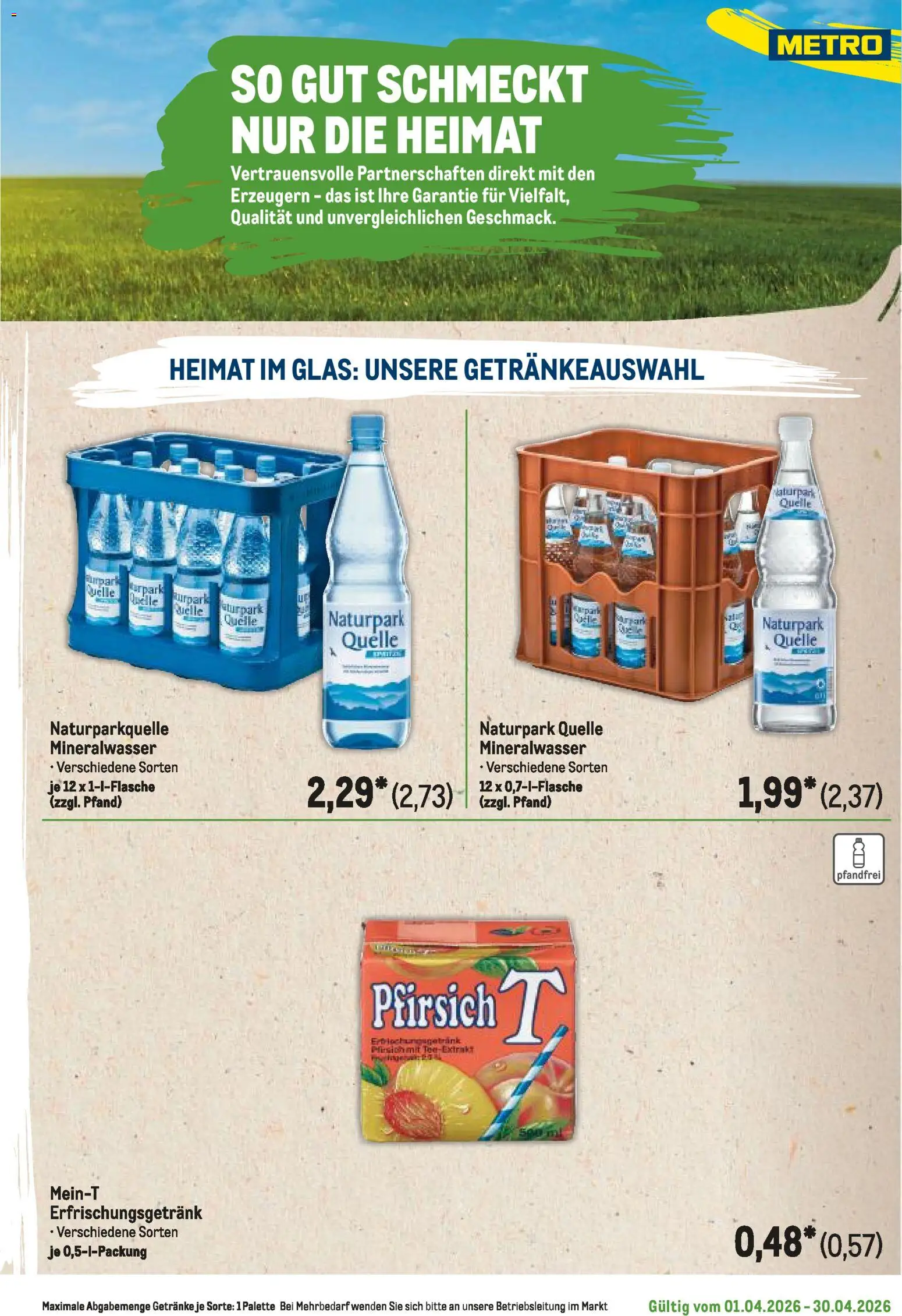 Metro Regionaler Flyer – gültig ab 01.04.2026 | Seite: 119 | Produkte: Mineralwasser, Pfirsich, Tee