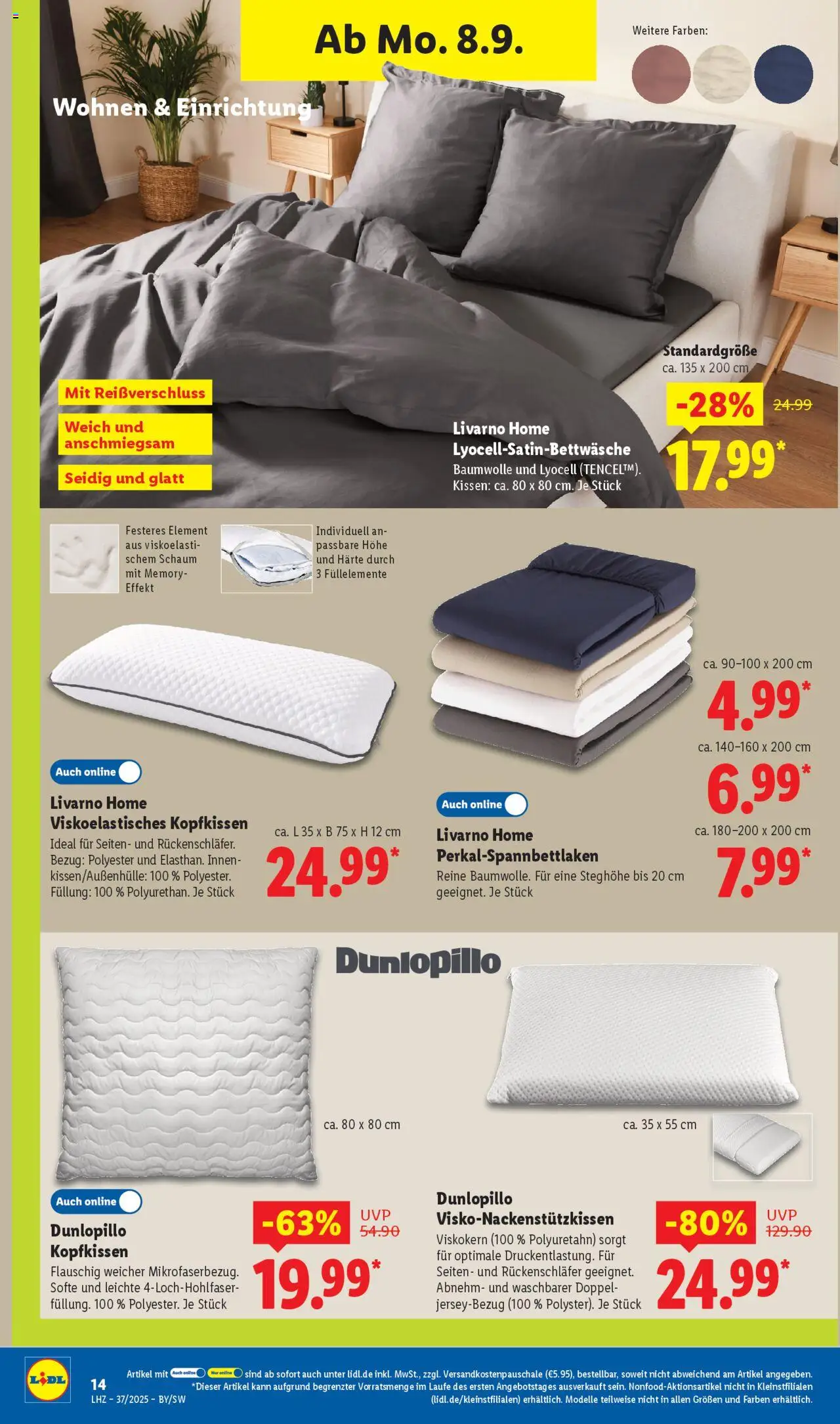 Lidl Prospekt Gundelsheim	 - gültig ab dem 08.09.2025 | Seite: 8 | Produkte: Kissen, Kopfkissen