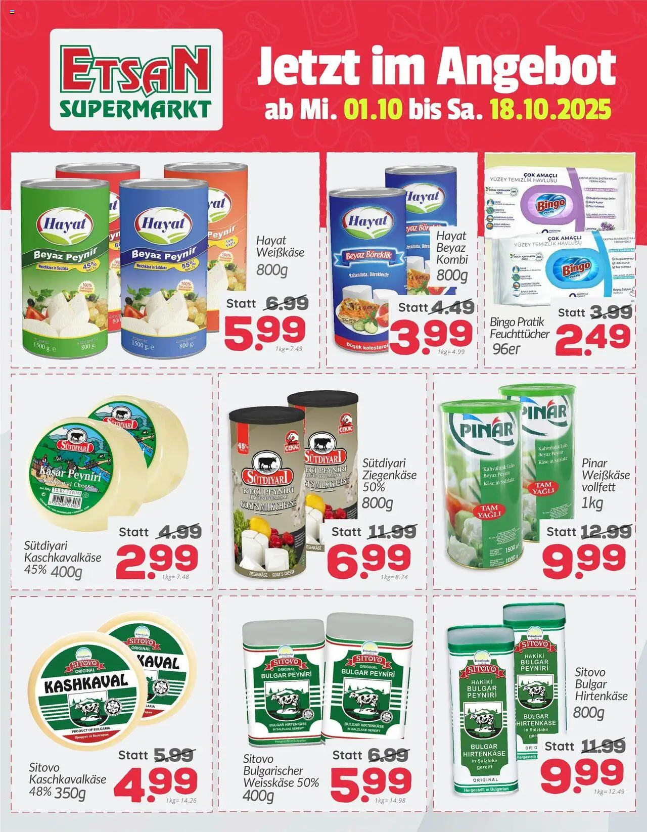 ETSAN Flugblatt gültig ab 01.10.2025 | Seite: 1 | Produkte: Käse