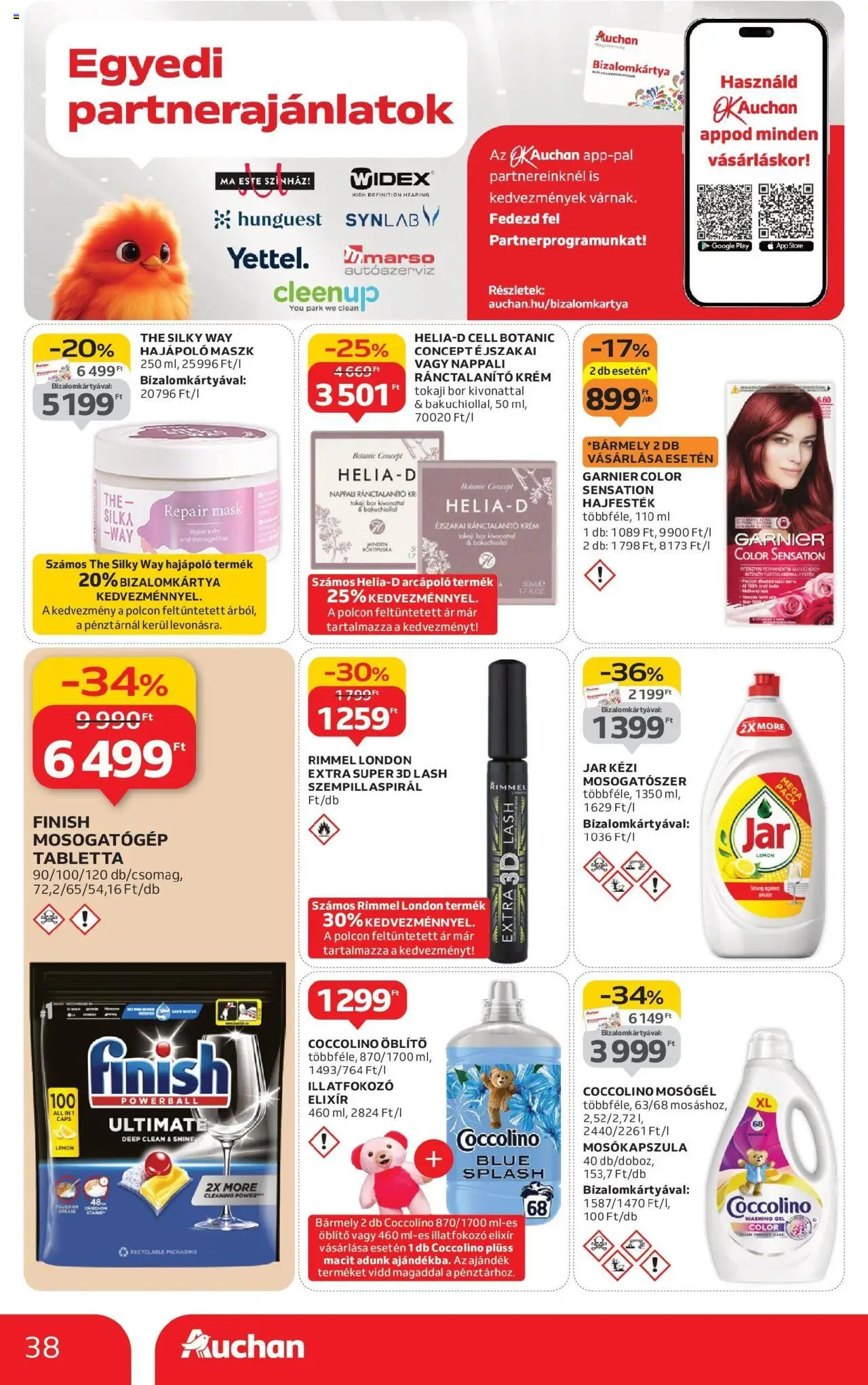 Auchan akciós ujság - amely érvényes a következő dátumtól: 04.09.2025 | Oldal: 38 | Termékek: Szempillaspirál, Mosogatógép, Öblítő, Maszk
