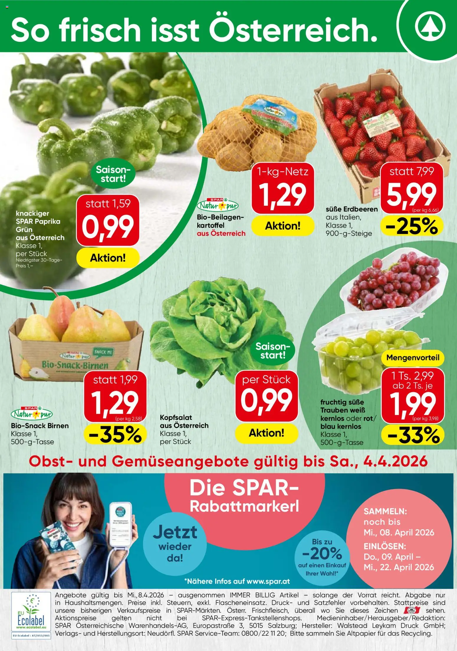 Spar Flugblatt - Tirol gültig ab 31.03.2026 | Seite: 20 | Produkte: Erdbeeren, Obst