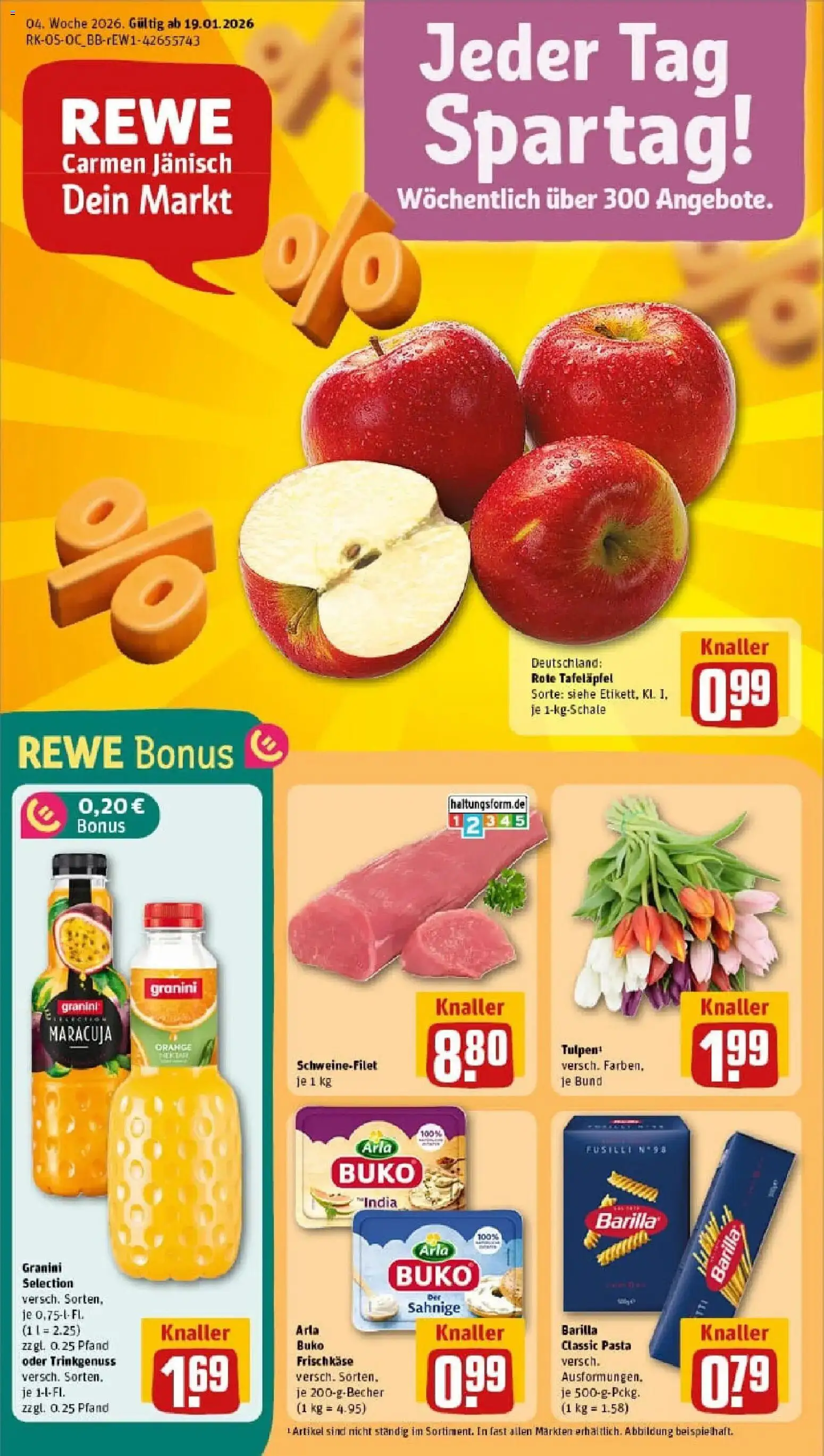 Rewe prospekt Berlin / Prenzlauer Berg	 – gültig ab 18.01.2026 | Seite: 1 | Produkte: Schweinefilet, Granini, Pasta, Frischkase