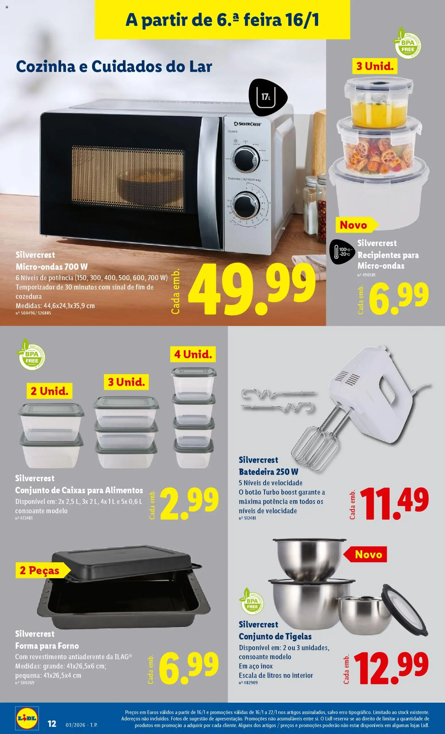 Lidl Novidades │ válido de 12.01.2026 | Página: 12 | Produtos: Forno, Batedeira, Microondas