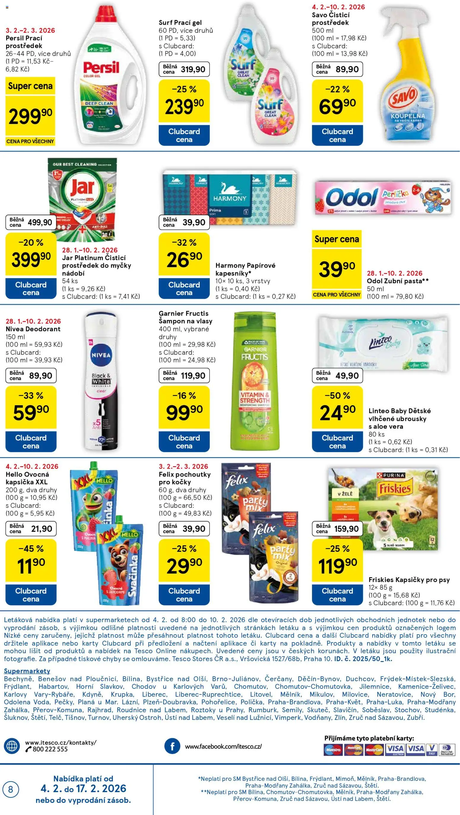 Tesco leták - Supermarket od 04.02.2026 | Strana: 8 | Produkty: Prací gel, Prací prostředek, Savo, Šampon