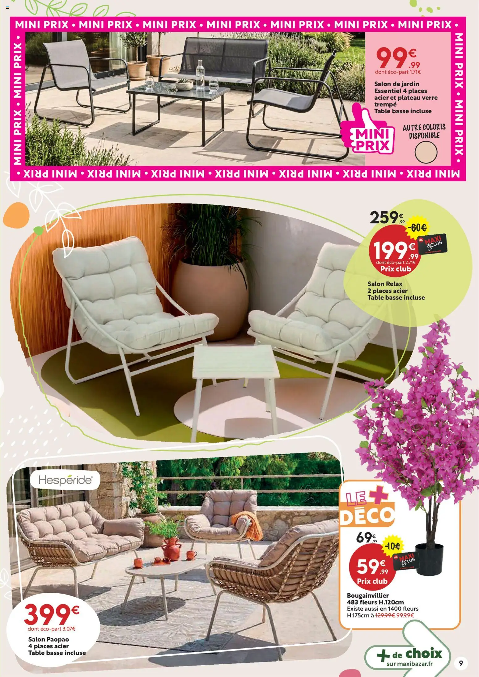 {H1} | Page: 9 | Produits: Plateau, Salon de jardin, Table, Bougainvillier